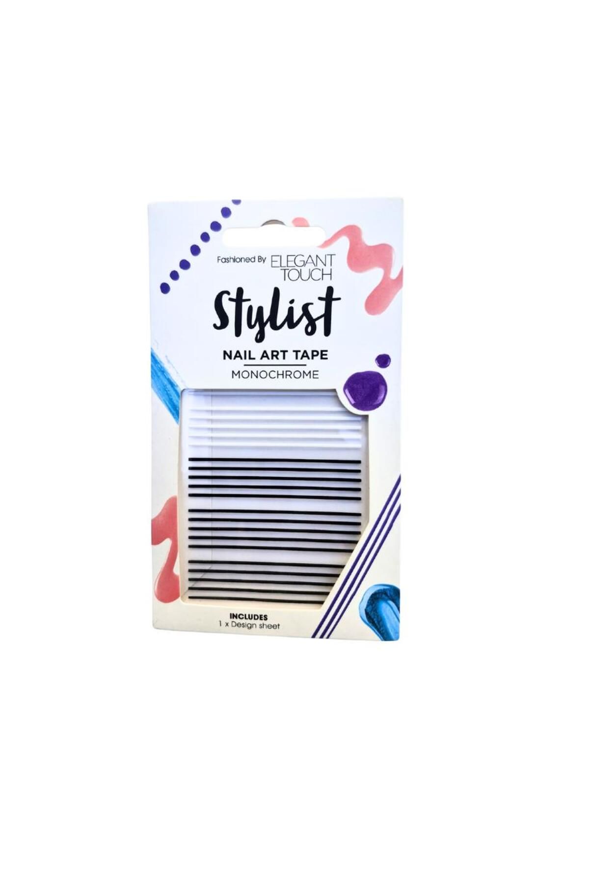 Elegant Touch Stylist Monochrome Nail Art Siyah-Beyaz Renkler Tırnak Şerit Bant Süsü