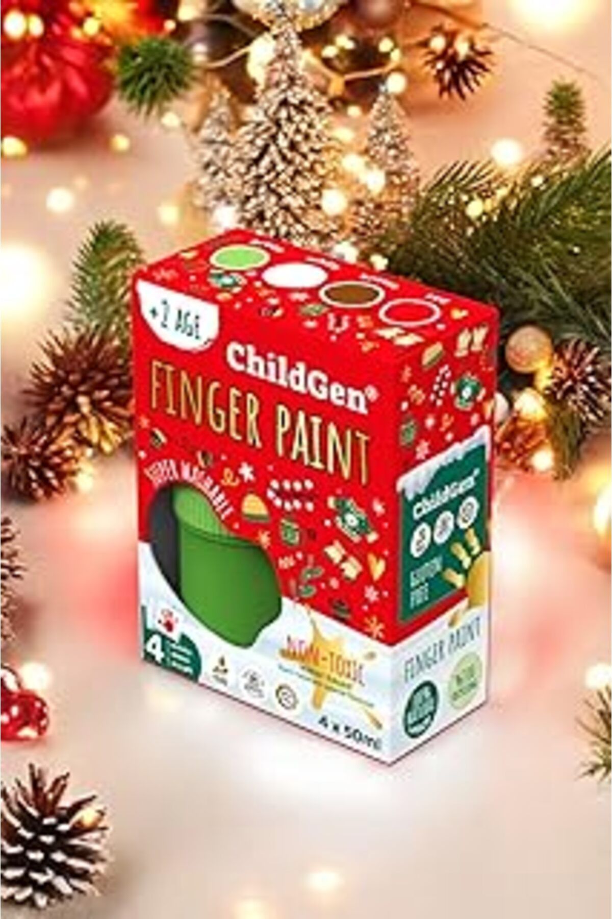 Mu Art Ahşap Parmak Boya Yeni Yıl 4Lü Mini Set-(50 Ml X 4)