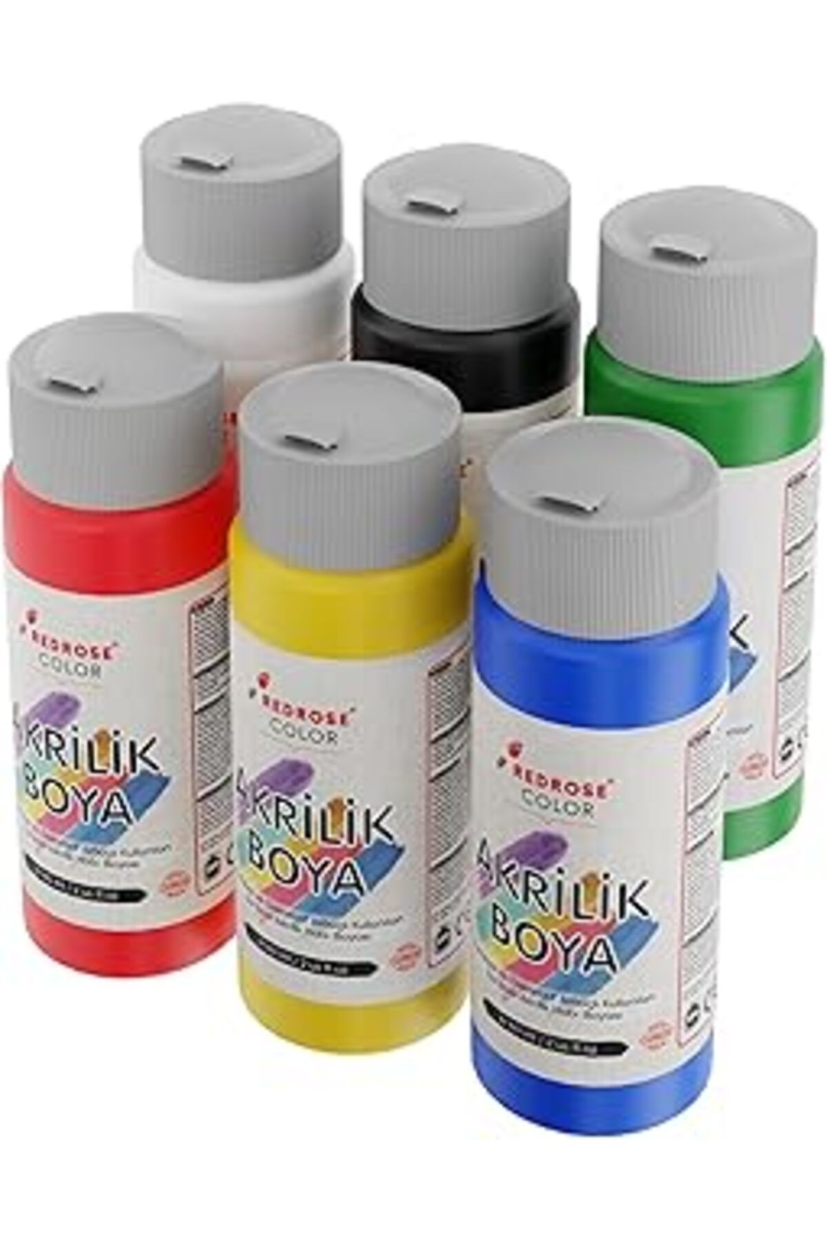 Qedii Red Rose Ana Renkler Akrilik Boya 6'Lı Set 6X60 Ml