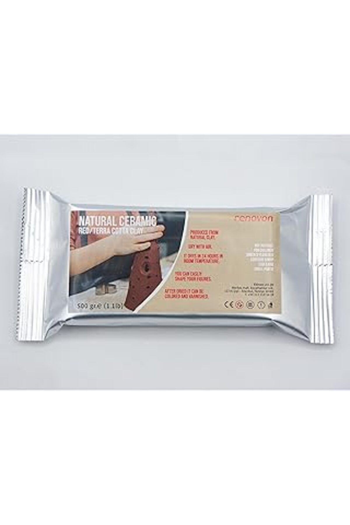 Qedii Renovon Seramik Kil Hamuru, Kirmizi Terra/Cotta 500 Gr Fırınlamaya Gerek Olmayan Güzel Sanatlar Fi