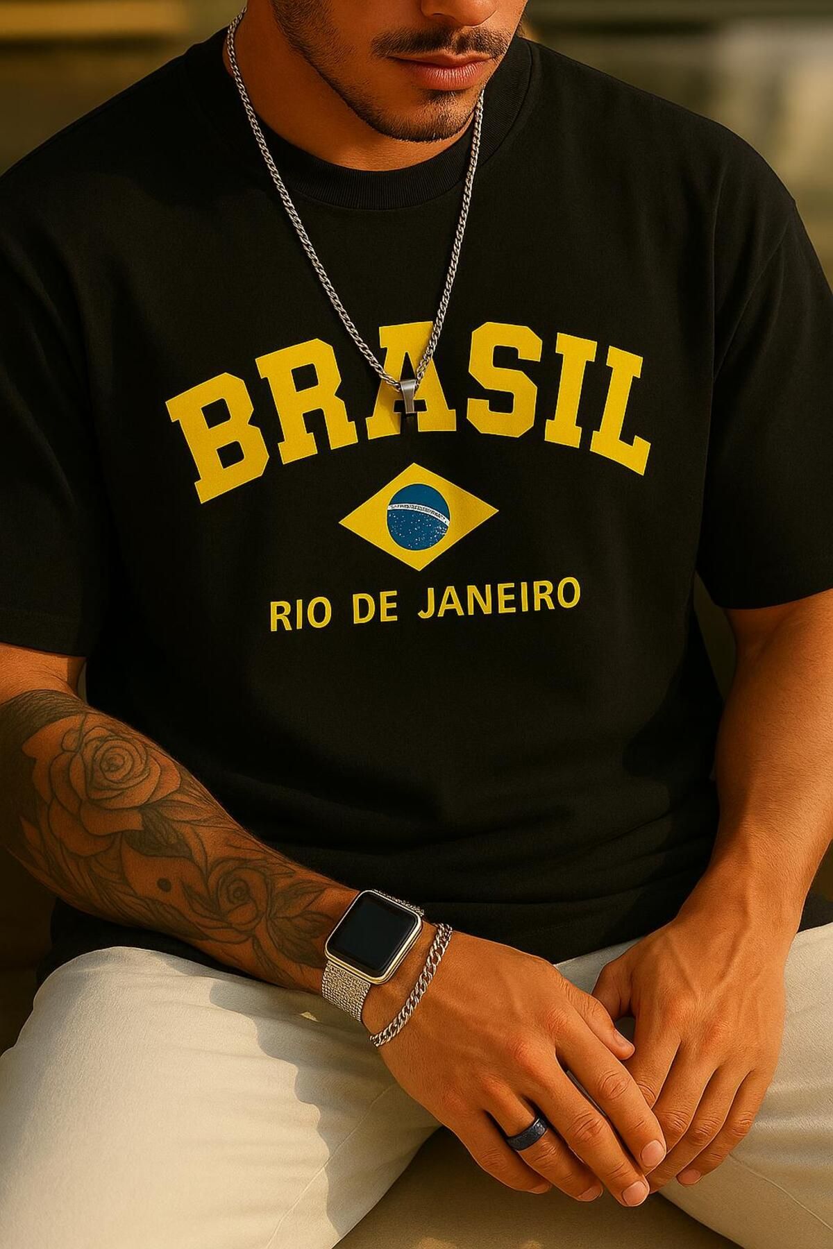New Shine Brasil Brezilya Baskılı Büyük Beden Oversize T-Shirt