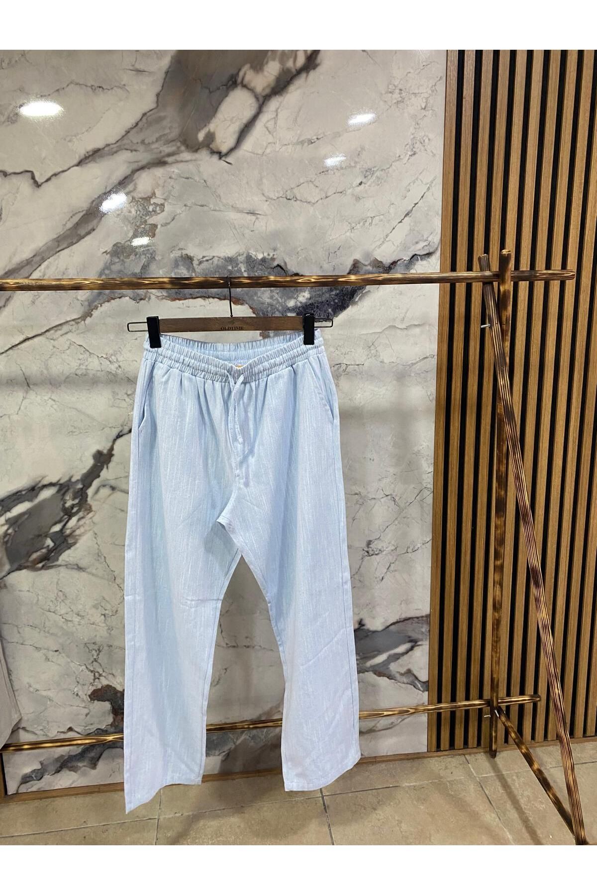 PASSWORD Erkek Beli Bağcıklı Pamuk Keten bagyy pantalon