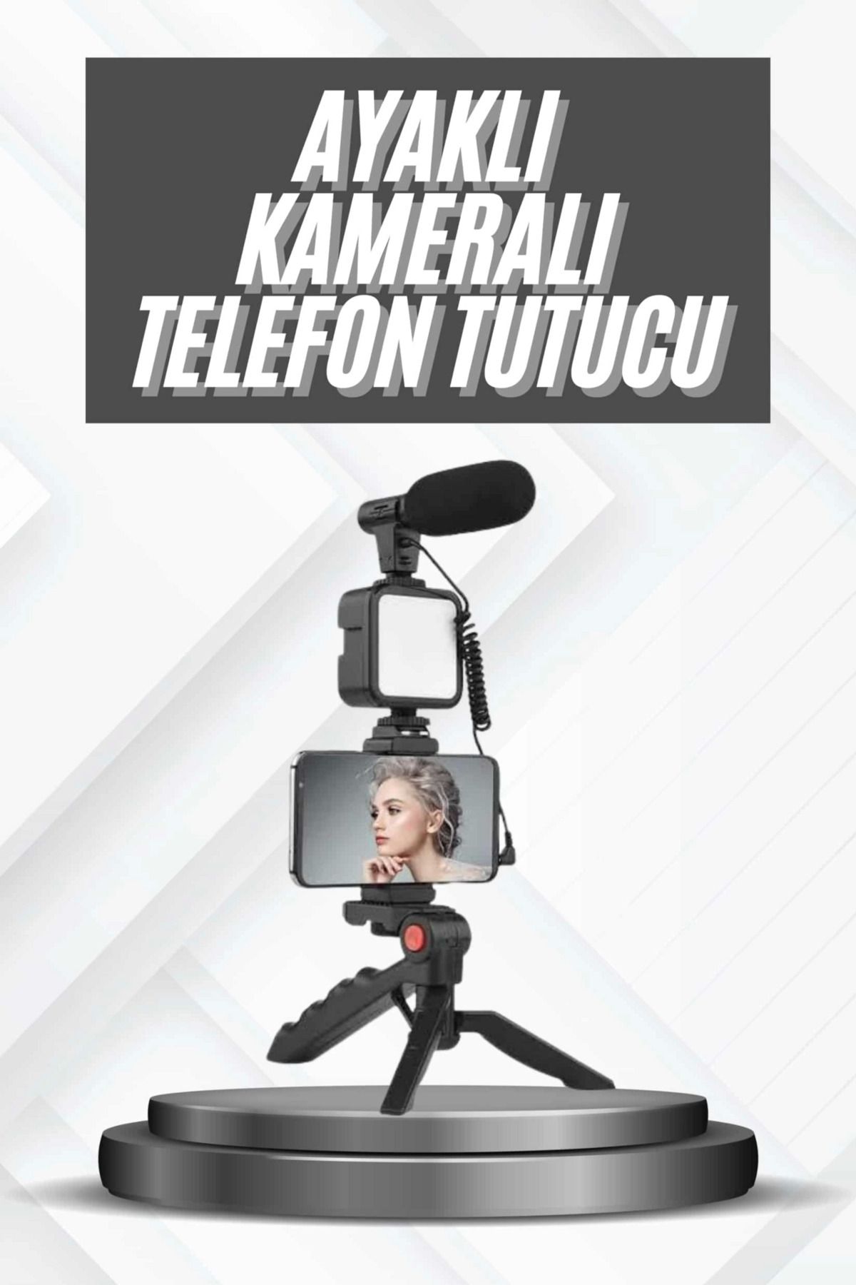 Vemora Telefon Tutucu Mikrofonlu Işıklı Youtuber Video Kayıt