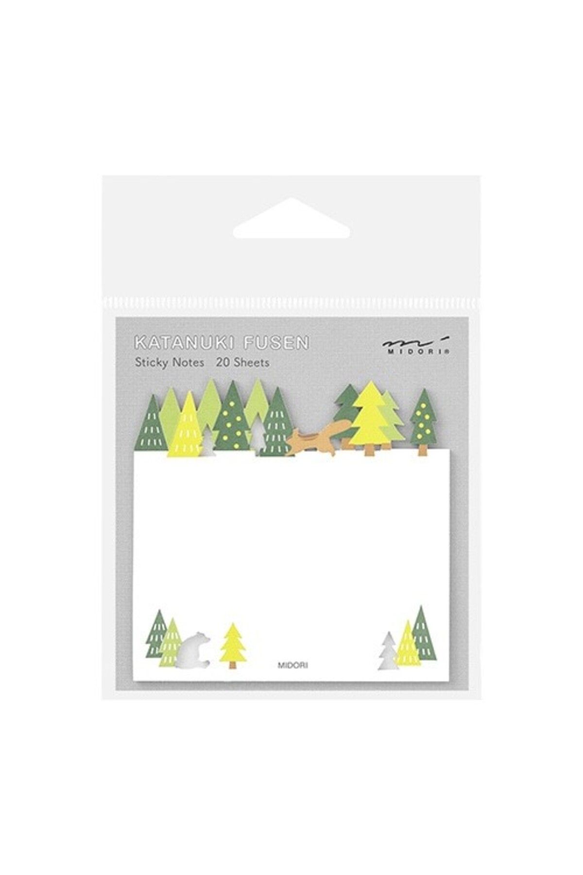 Midori Katanuki Fusen Sticky Notes Yapışkan not 20 yaprak - orman deseni