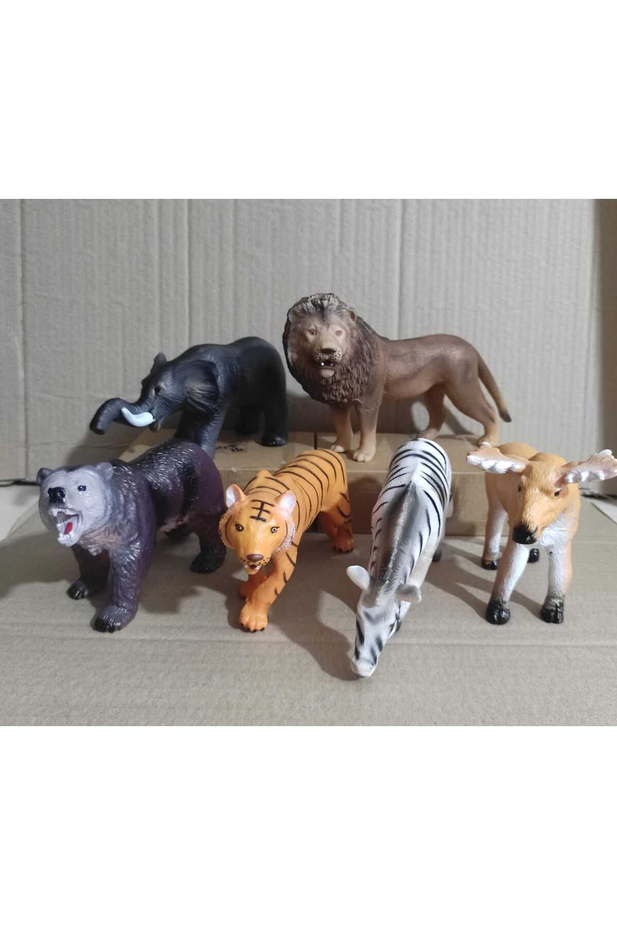 berattoys 20cm soft hayvanlar vahşi hayvan seti 6 adet hayvan figür oyuncak aslan kaplan fil oyuncak