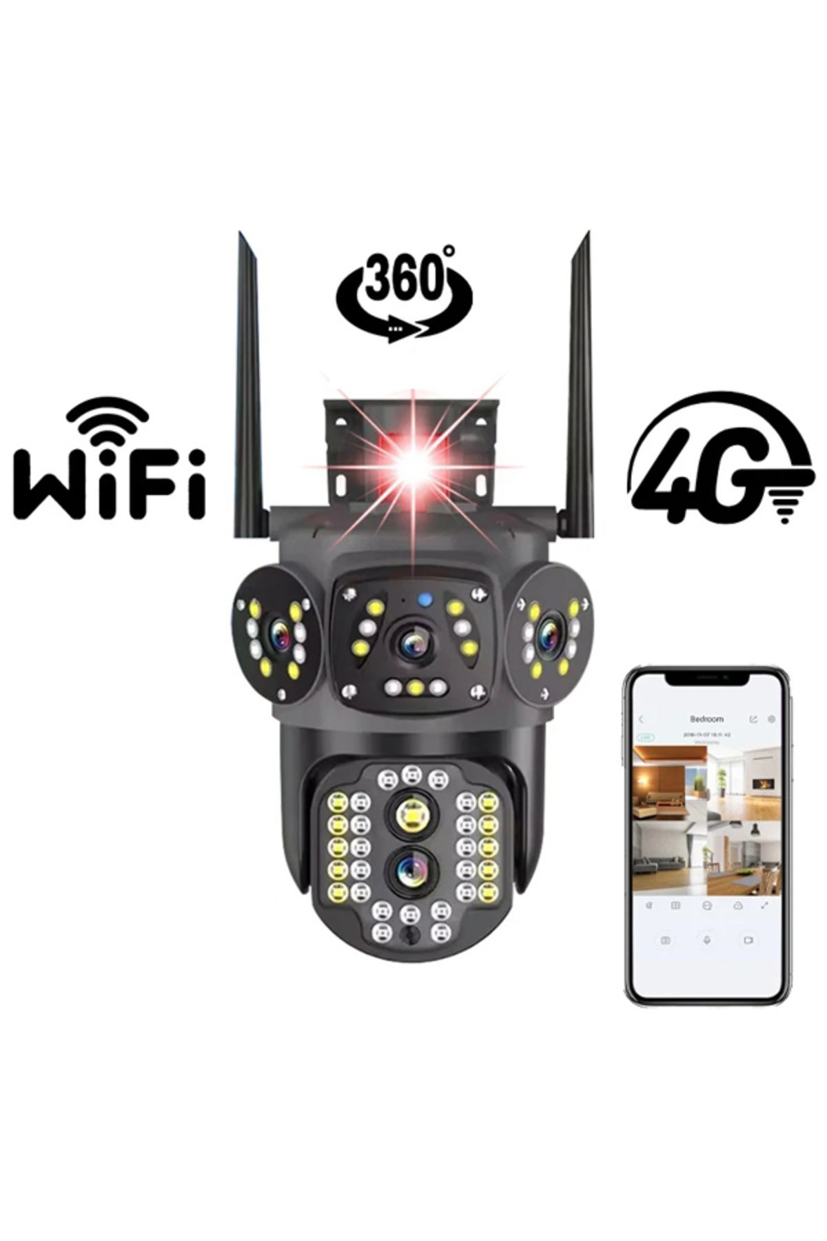 leeways 4G Bağlantılı 4 Lens Full HD CCTV Güvenlik Kamerası