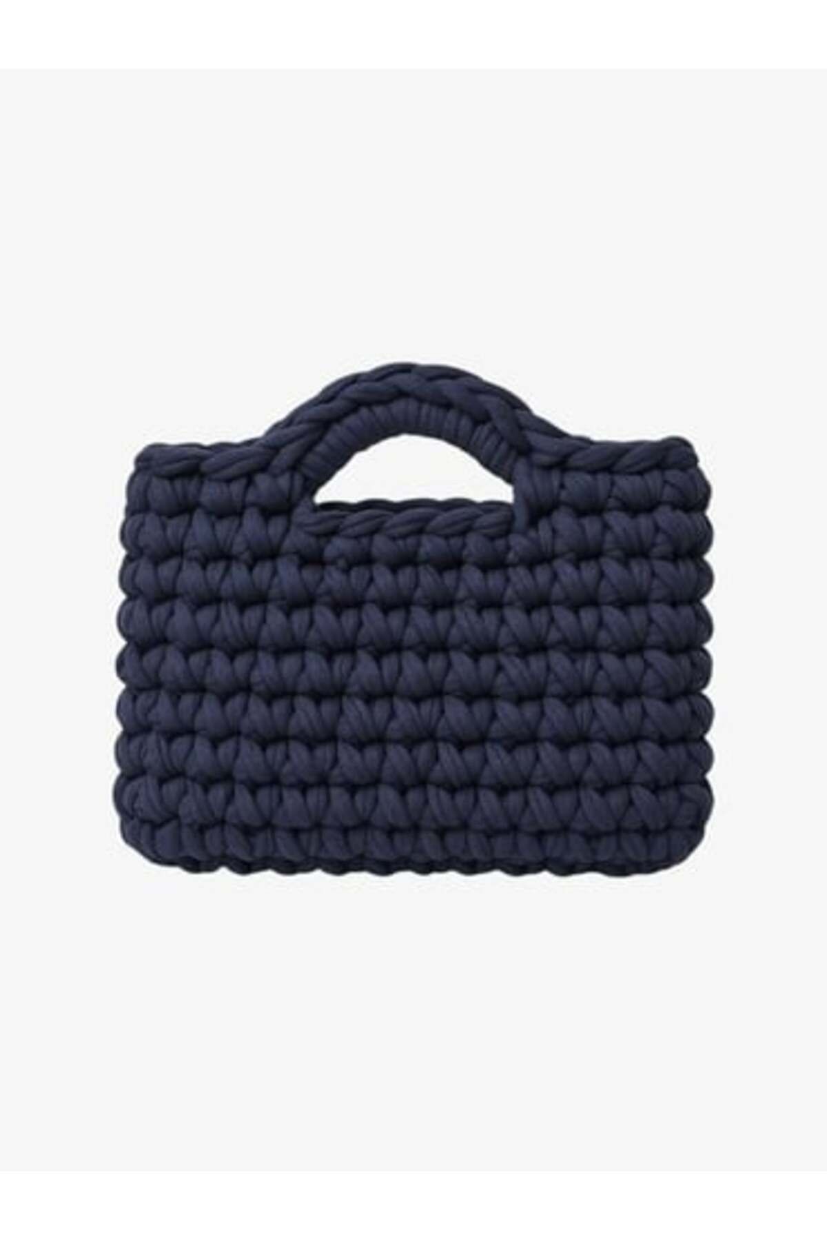 Qielle Lacivert El Örmesi Clutch Çanta | El Yapımı Geri Dönüşümlü Çanta