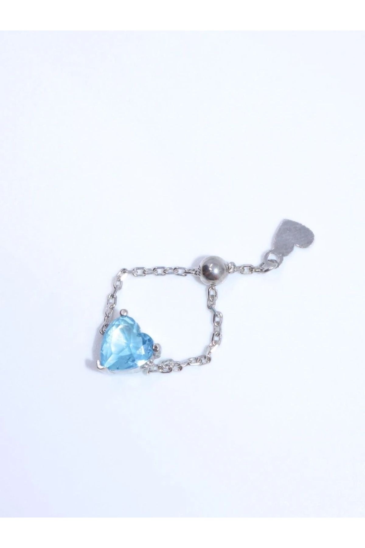Reorah Collection Kalpli Chain Yüzük Mavi 925 Ayar Gümüş