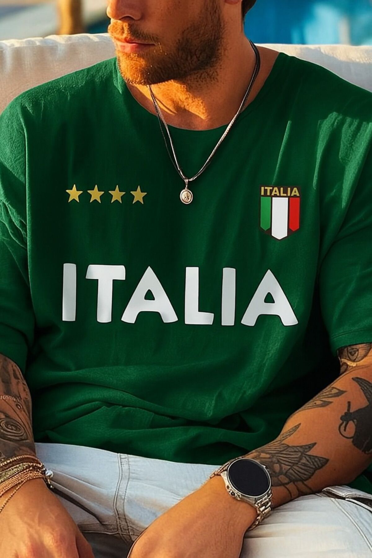New Shine Italia İtalya Baskılı Büyük Beden Oversize T-Shirt