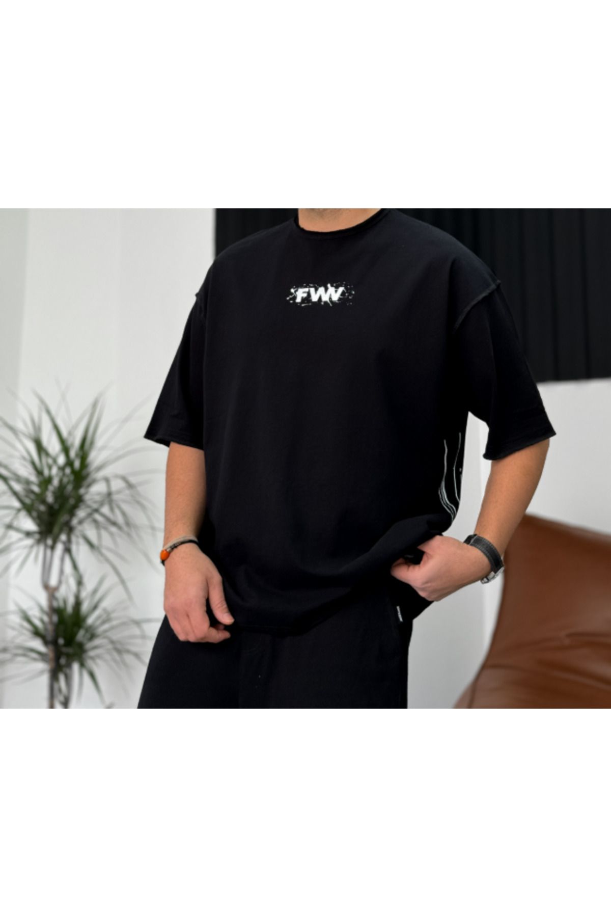 VANESSADESİGNTR Fw Baskılı Pamuk Siyah T-shirt