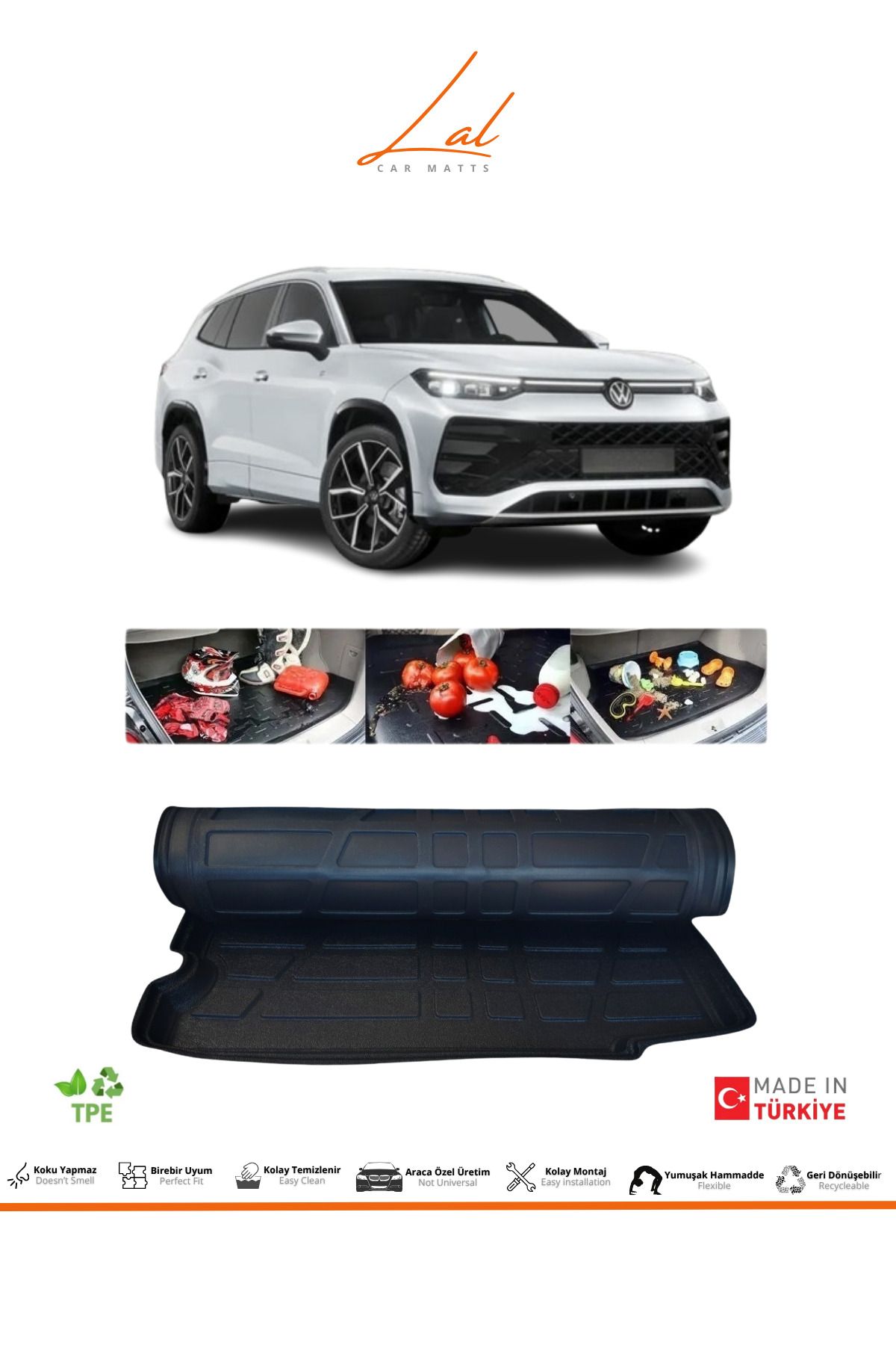 Lal Volkswagen Tayron Üst Kademe 3D Bagaj Havuzu (2024 vesonrası uyumlu)