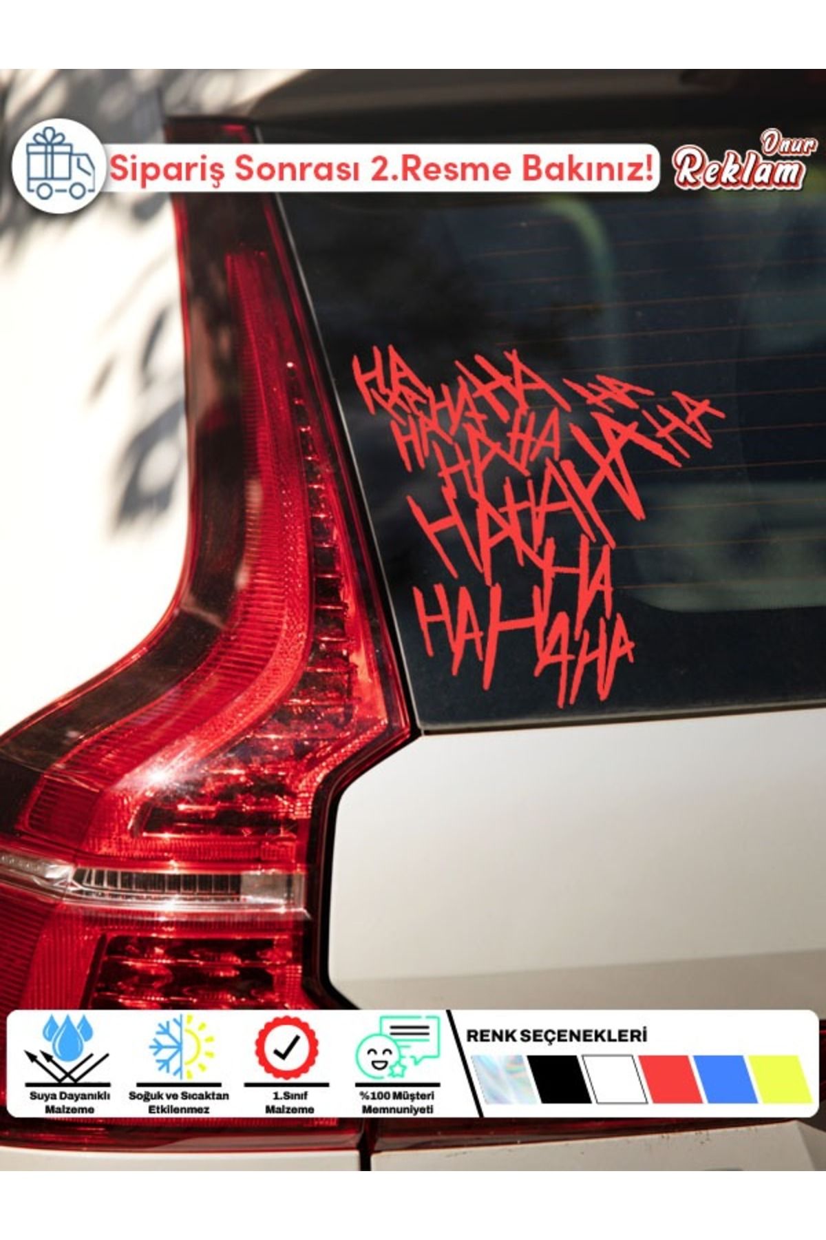 Onur Reklam Joker Kahkahası Sticker – Fosfor Sarı Komik Araba Camı Etiketi