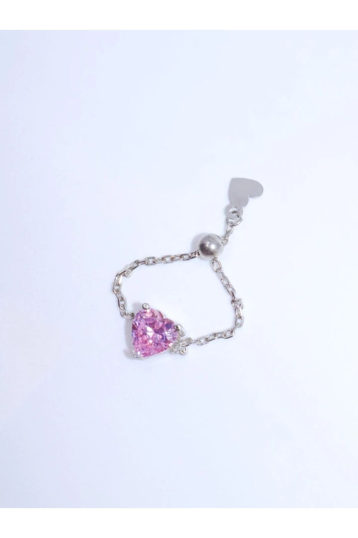 Reorah Collection Kalpli Chain Yüzük Pembe 925 Ayar Gümüş