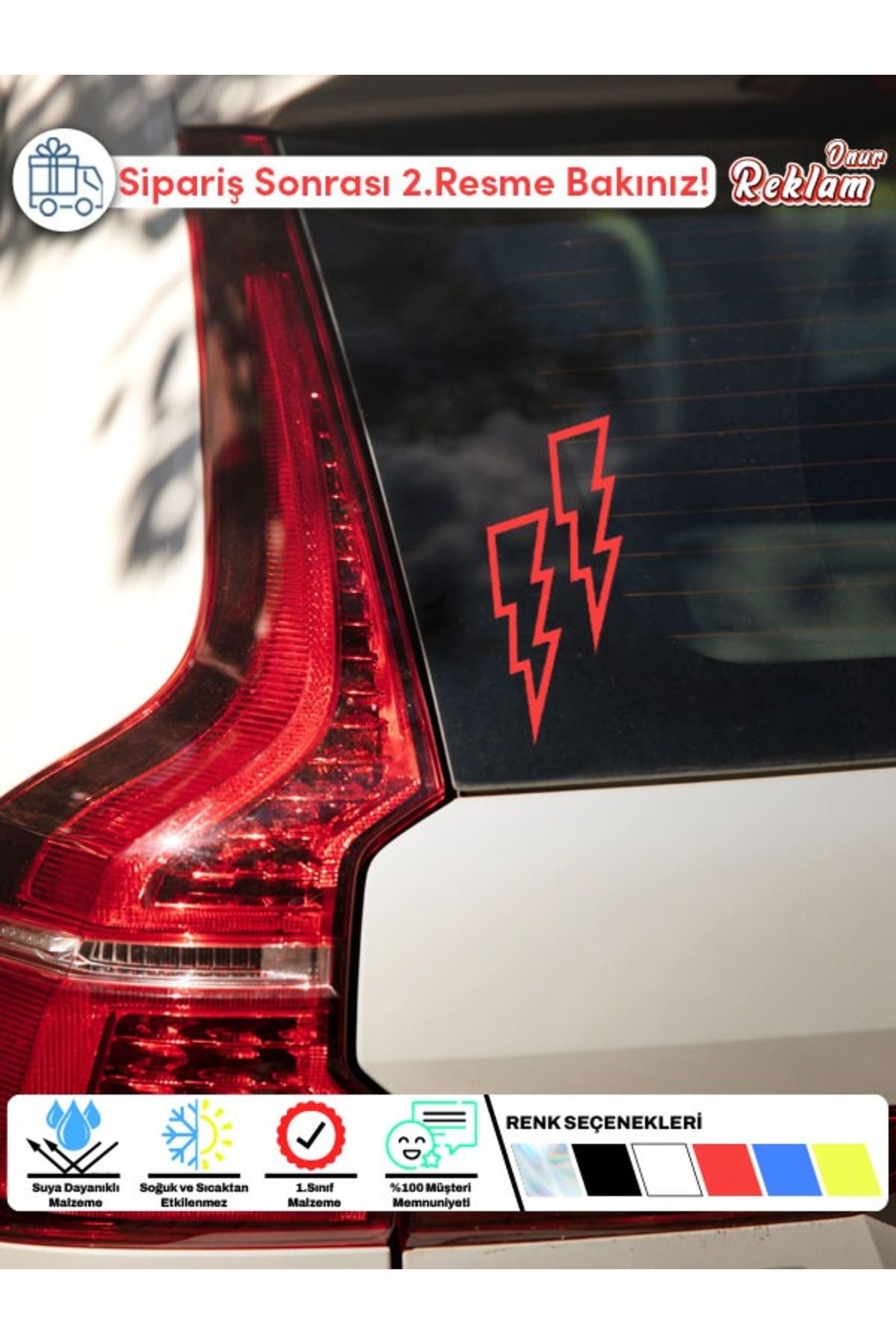 Onur Reklam 3’lü Yıldırım Sticker – Araba Camı İçin Şimşek Etiketi
