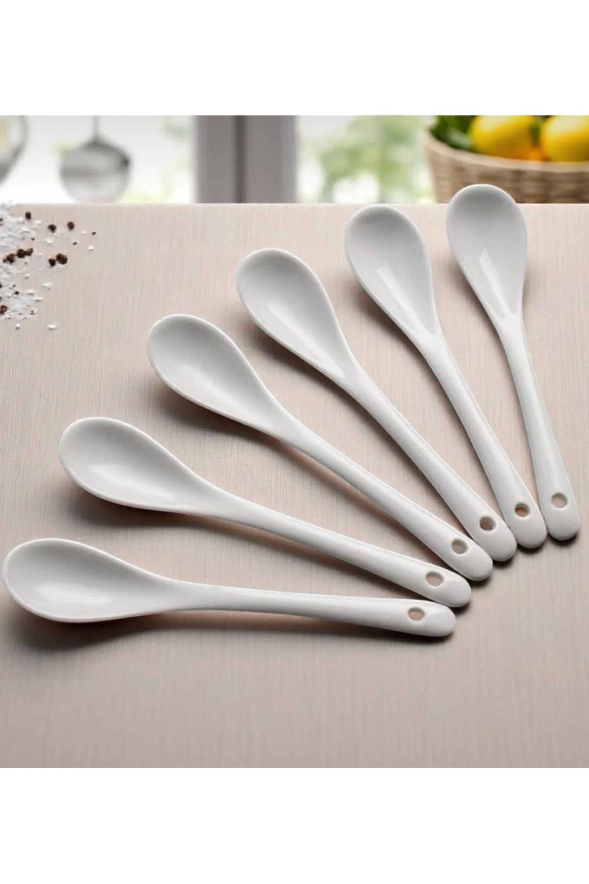 Snow Homs 6 Adet Porselen 10.5 Cm Porselen Çay Tatlı Kaşığı