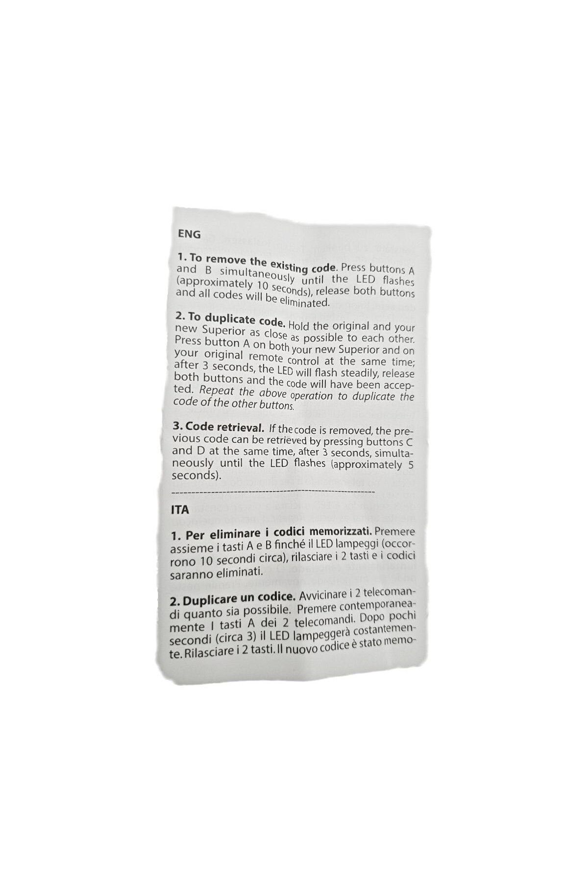 Superior-Universal remote control with fixed code 433.92 MHz, electric gate, garage, Superior Simple 2 9