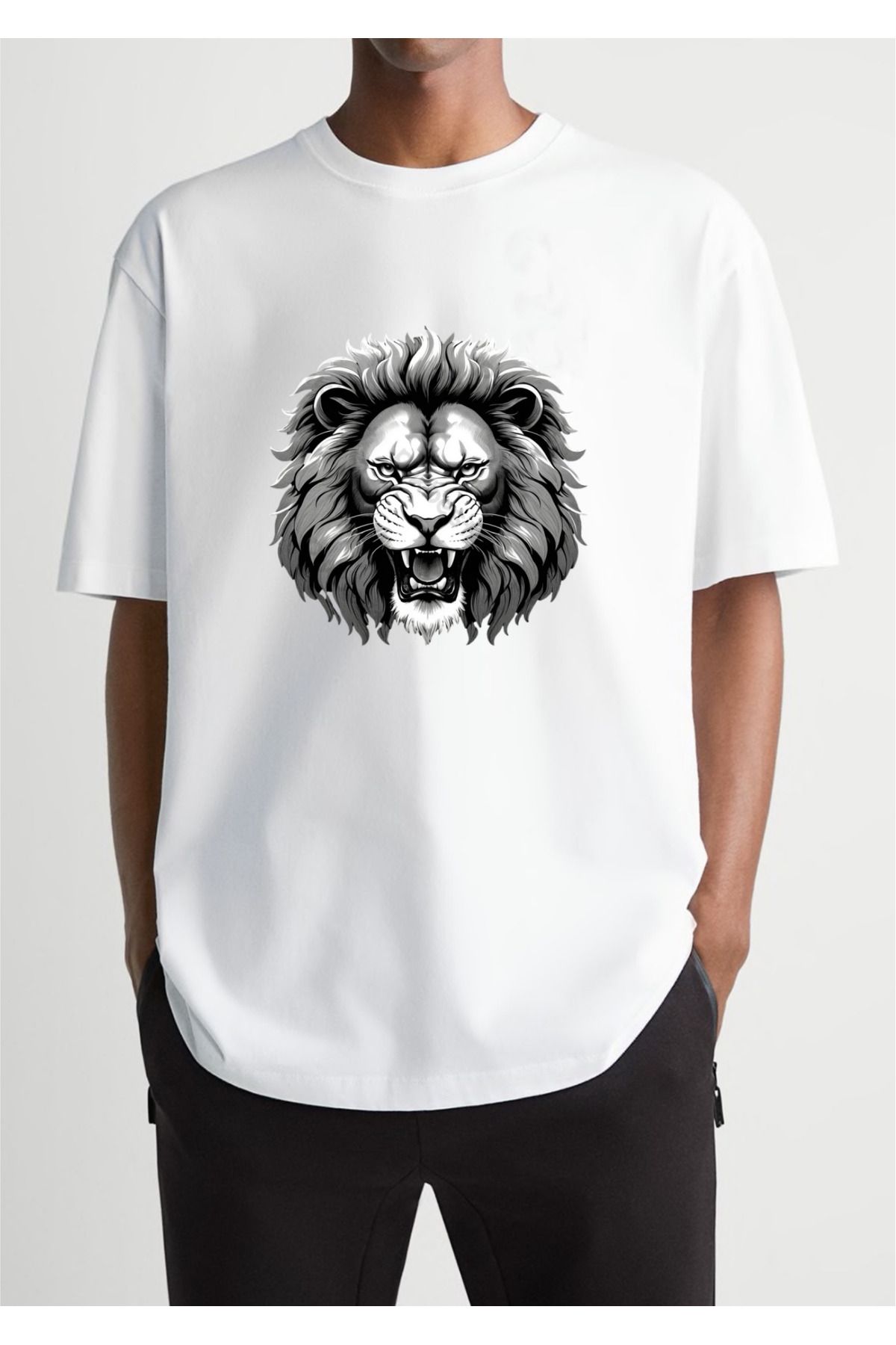 lewibafashion ASLAN TASARIMLI % 100 PAMUK OVERSİZE PREMİUM BASKI KALİTİSİNE SAHİP T-SHİRT