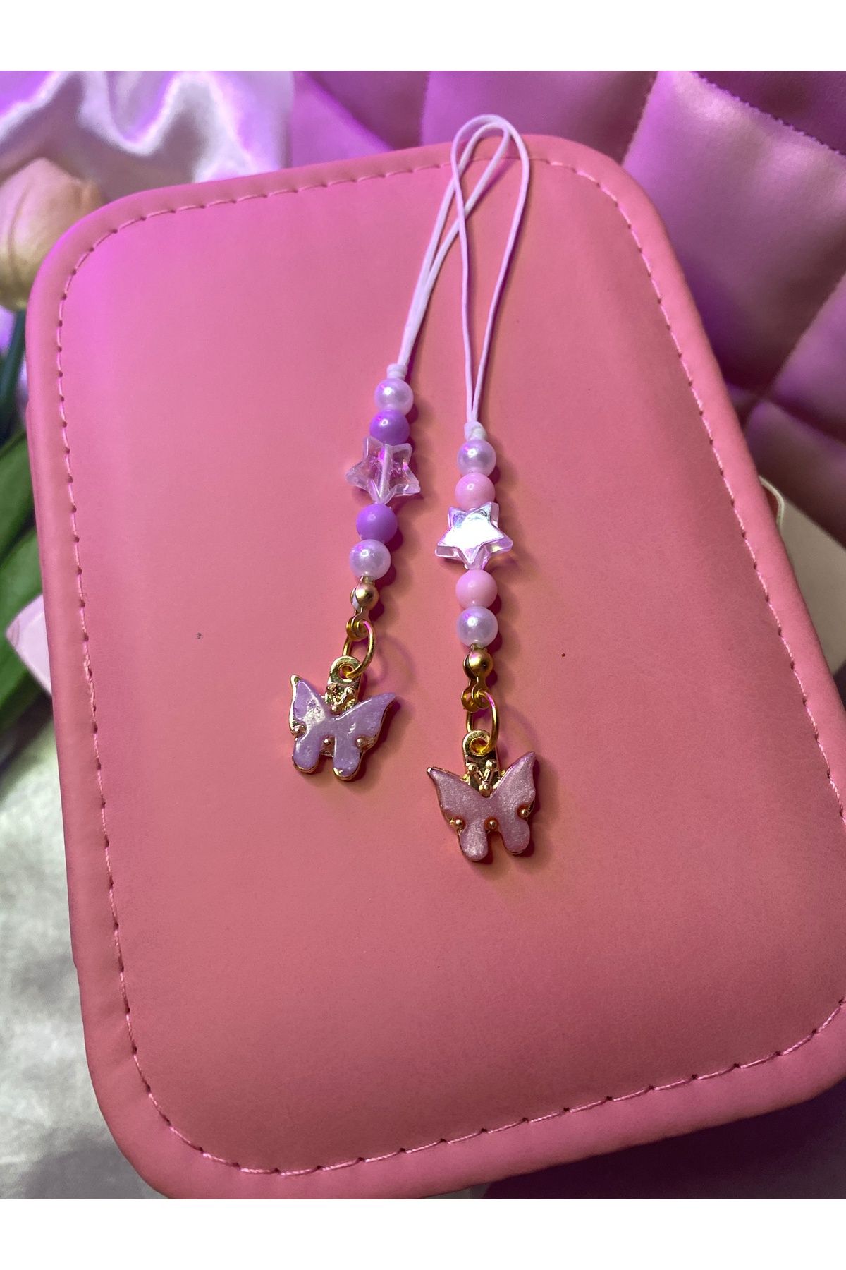 TATLIŞ 2 ADET mini kelebek telefon charmı bff charm