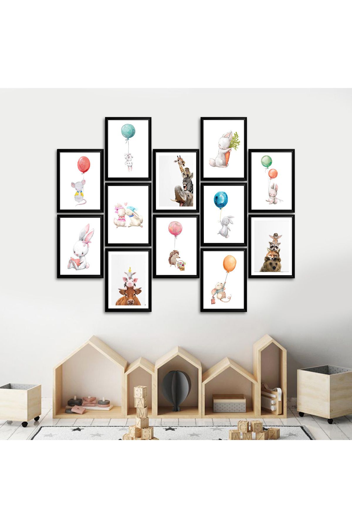 Elioure 12 Parça Çerçeve Görünümlü MDF Tablo Seti, şık ve modern dekorasyon için ideal