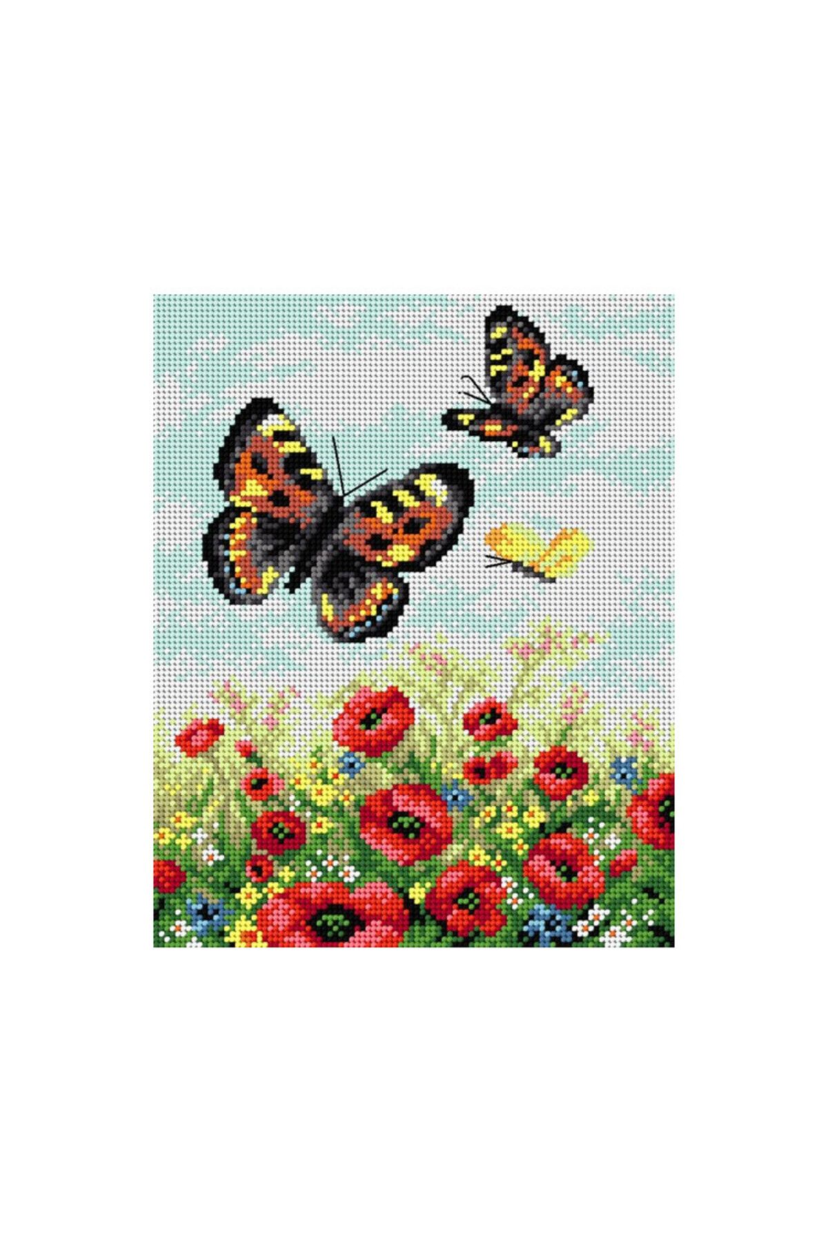 Orchidea Baskılı Goblen Çiçek ve Kelebek 2142 24*30 cm
