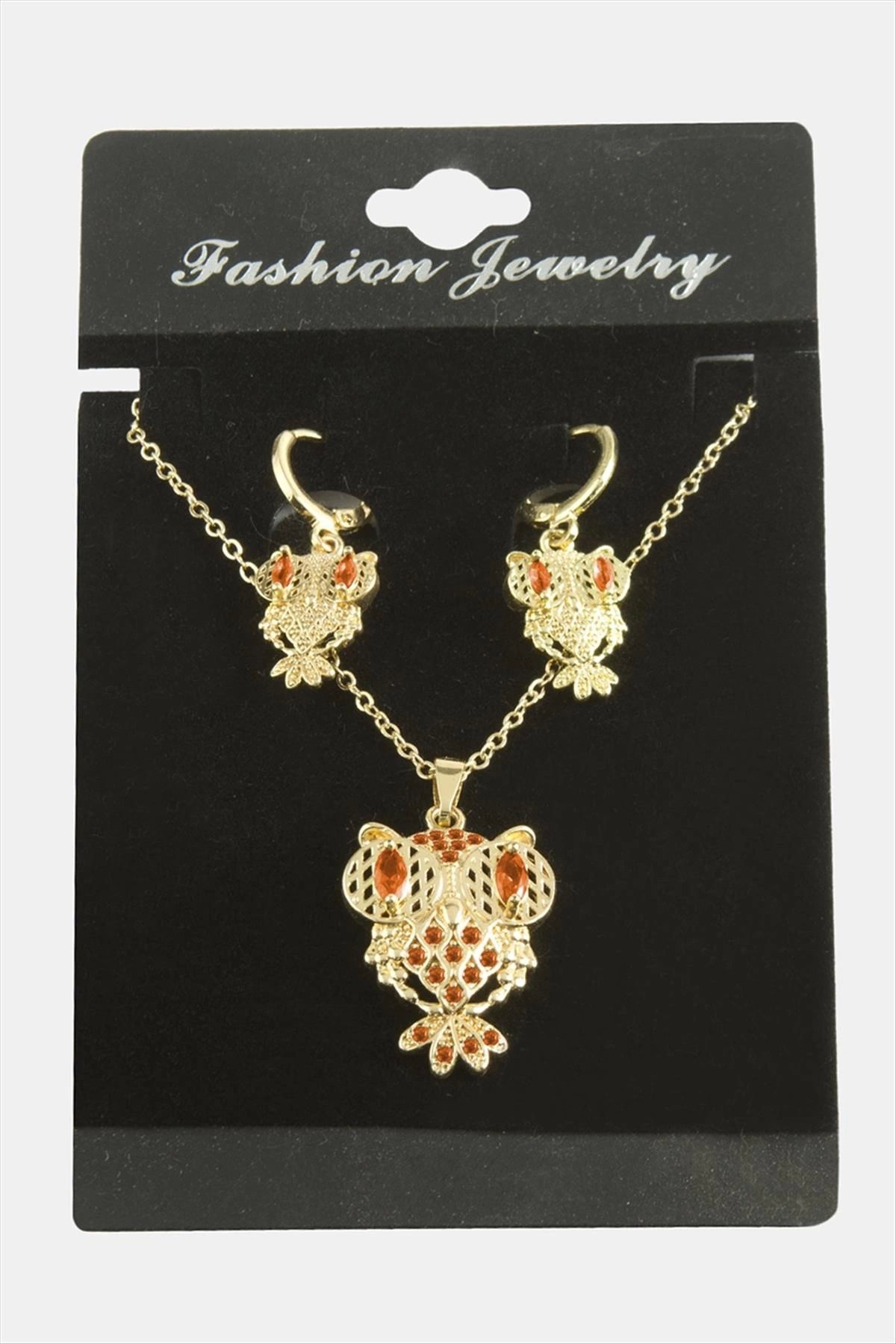 hayalimsah Baykuş Zirkon Taşlı Set Kolye