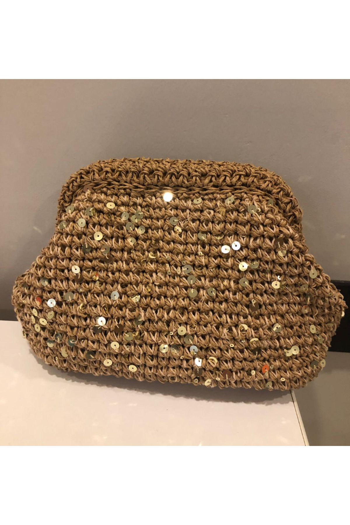 PeriStore Simli Hasır Portföy El Örmesi Çanta 28x20cm