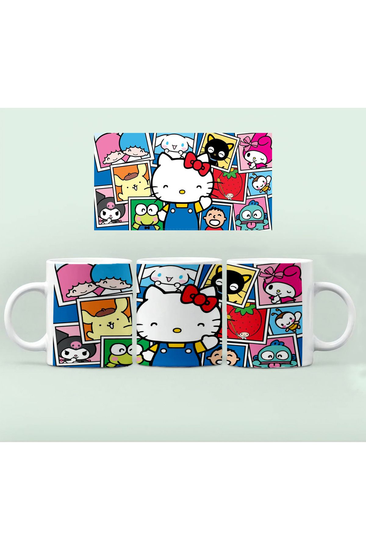 GünayStore Hello Kitty Kırmızı Desenli Kupası Bardak Kahve Çay Fincanı