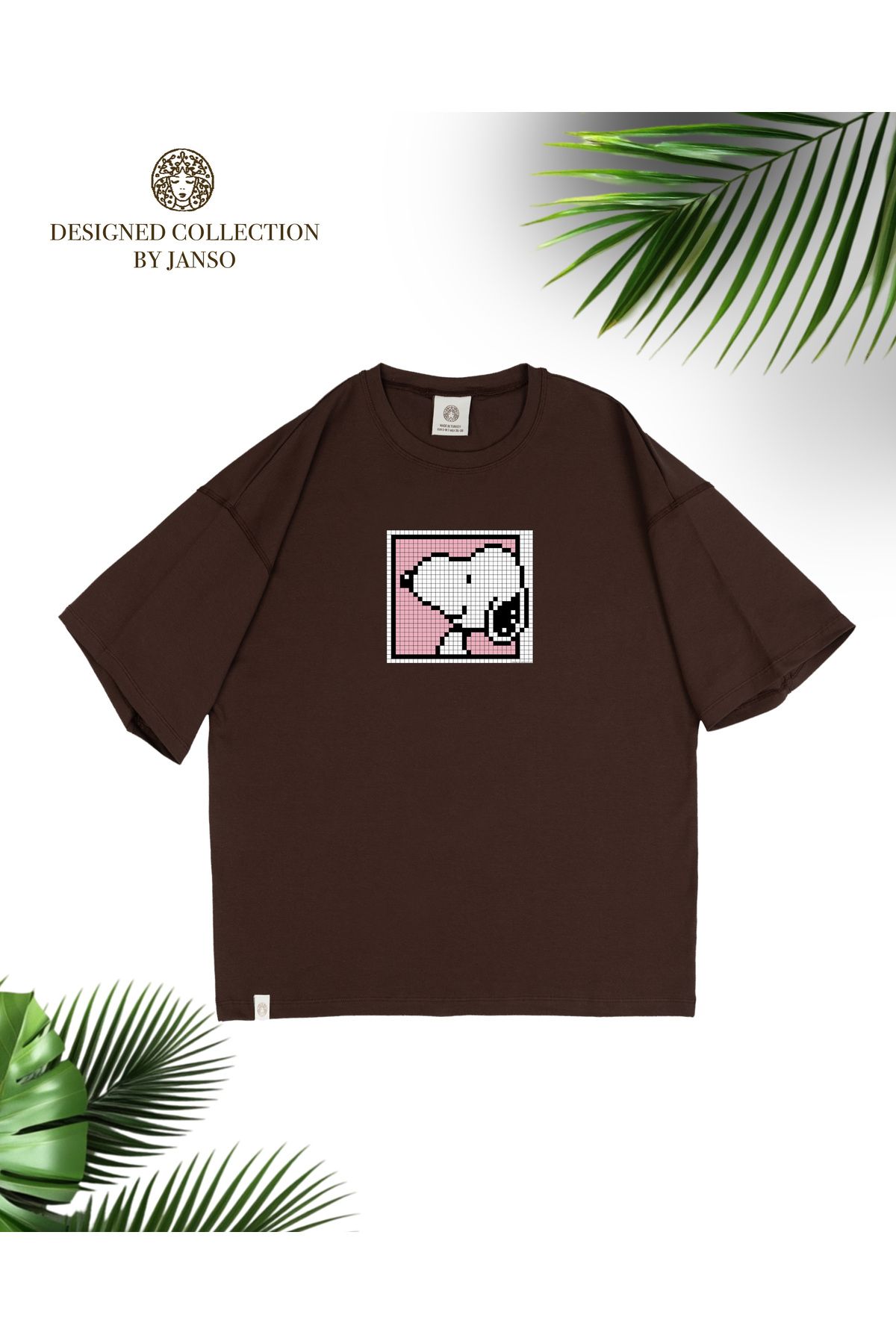 JANSO GROUP KADIN PAMUKLU BASKILI Anime DOG KISA KOLLU TSHIRT OVERSİZE BÜYÜK BEDEN