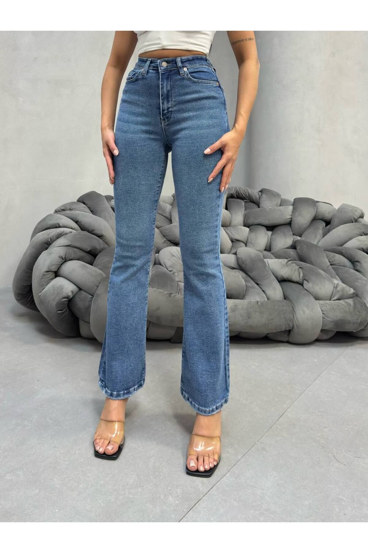 Miele Woman Kadın Yüksek Bel İspanyol Full Likra Esnek Jeans