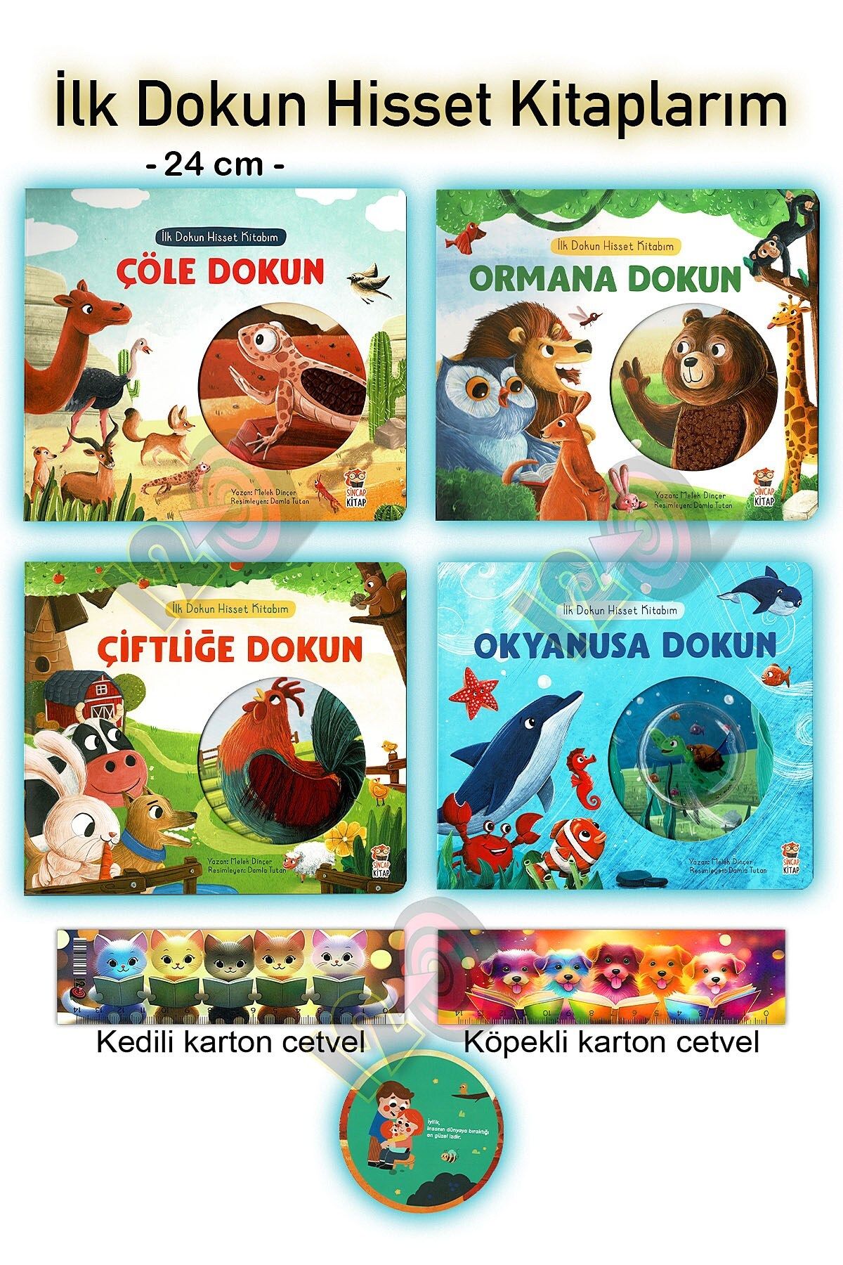 Sincap Kitap İlk Dokun Hisset Kitabım 4’lü Set Çöle Ormana Çiftliğe Okyanusa (0-2 Yaş)