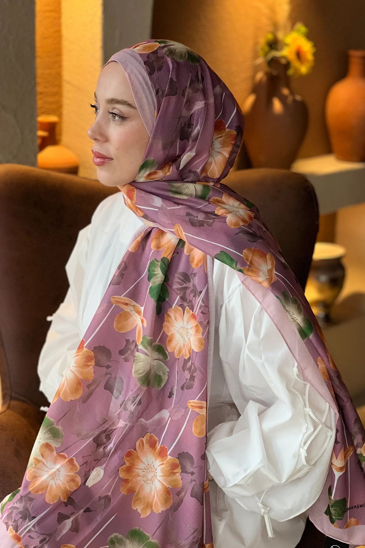 Tesettür Diyarı Fiori Desen Lina Şal
