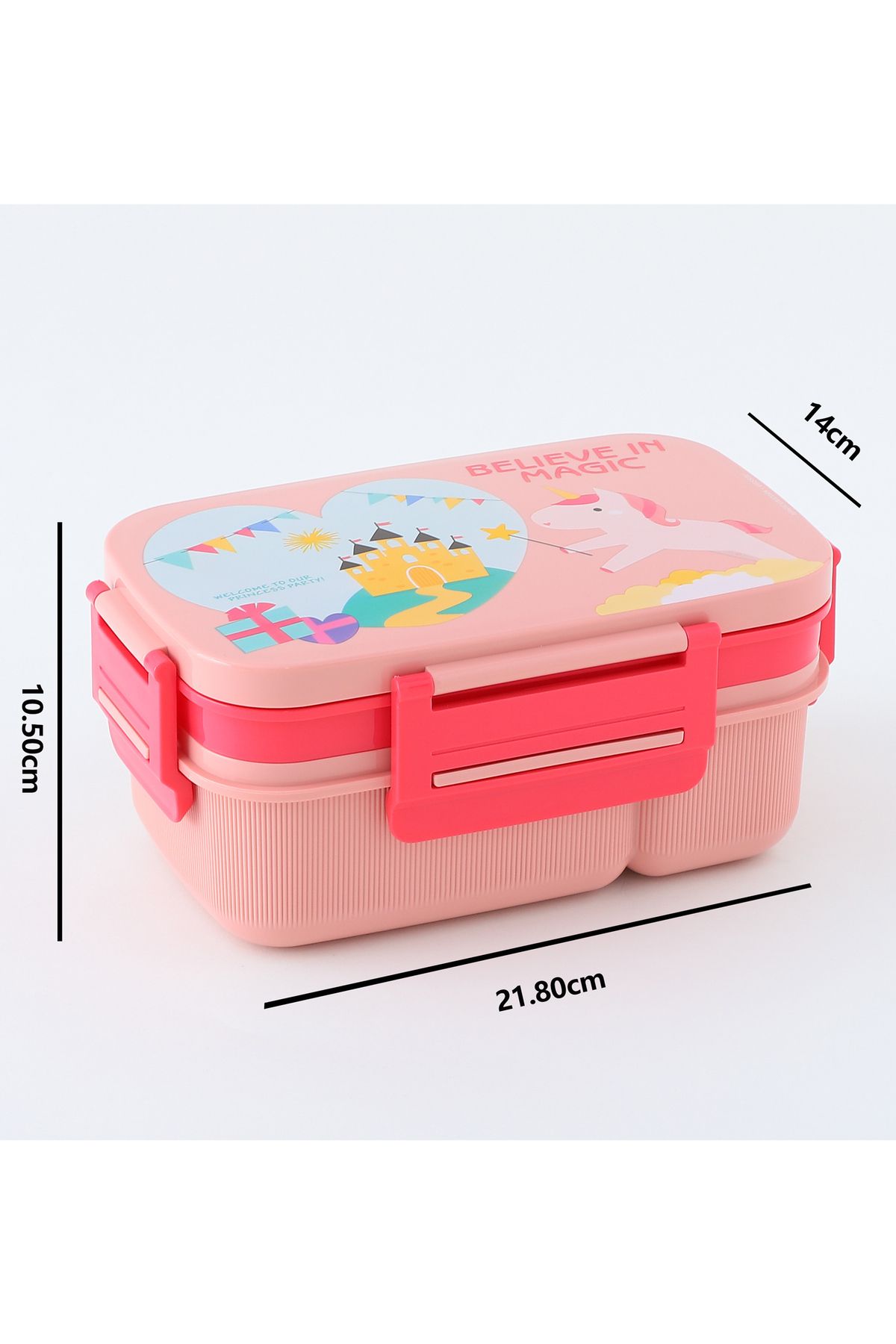 Fab N Funky-Unicorn Themed Lunch Box, Durable, Compact, Easy to Use, 3 Years+, 21.8 x 14 x 10.5 cm - Pink 4