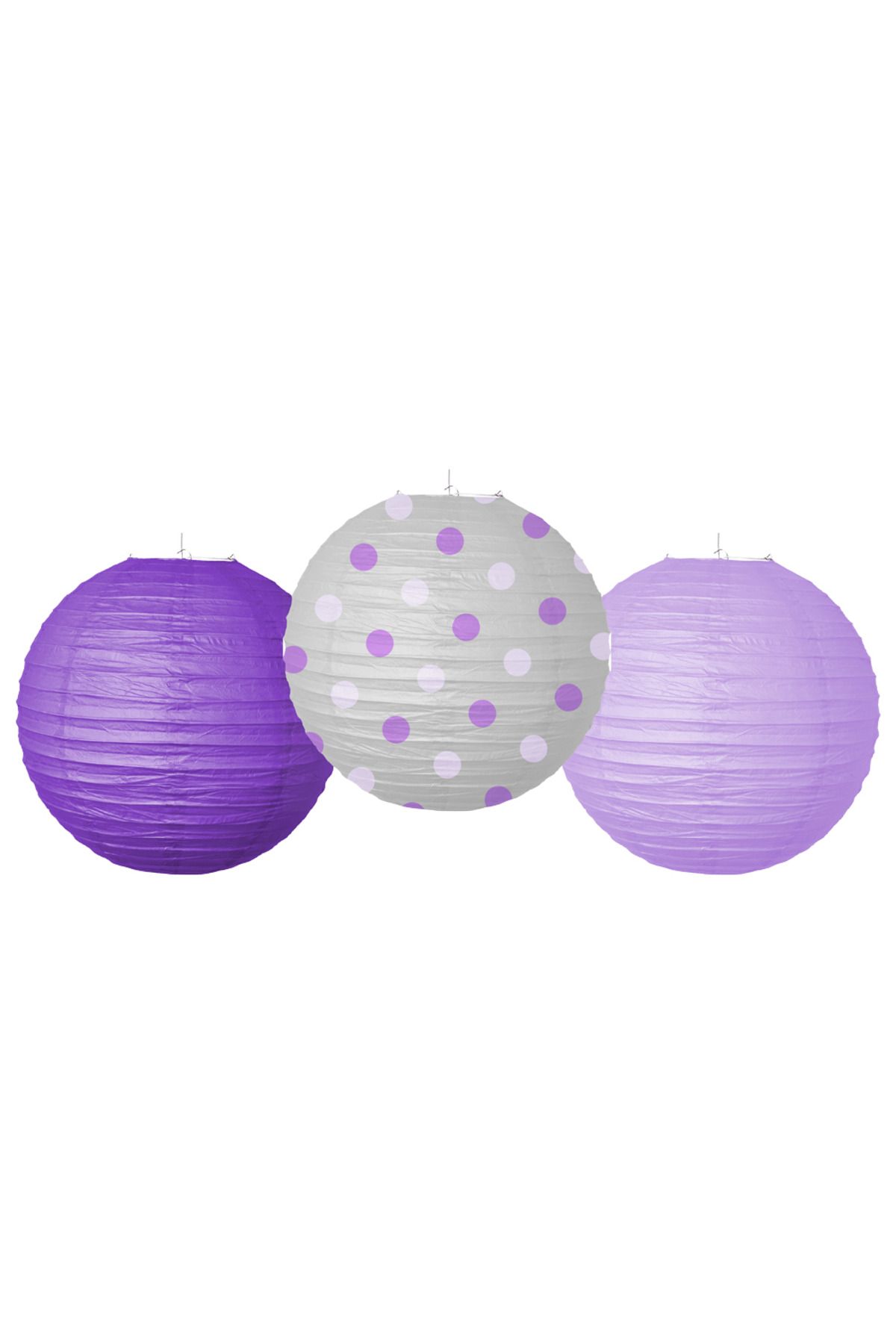 kidspartim Mor Kağıt Fener Seti 3 lü 25 cm