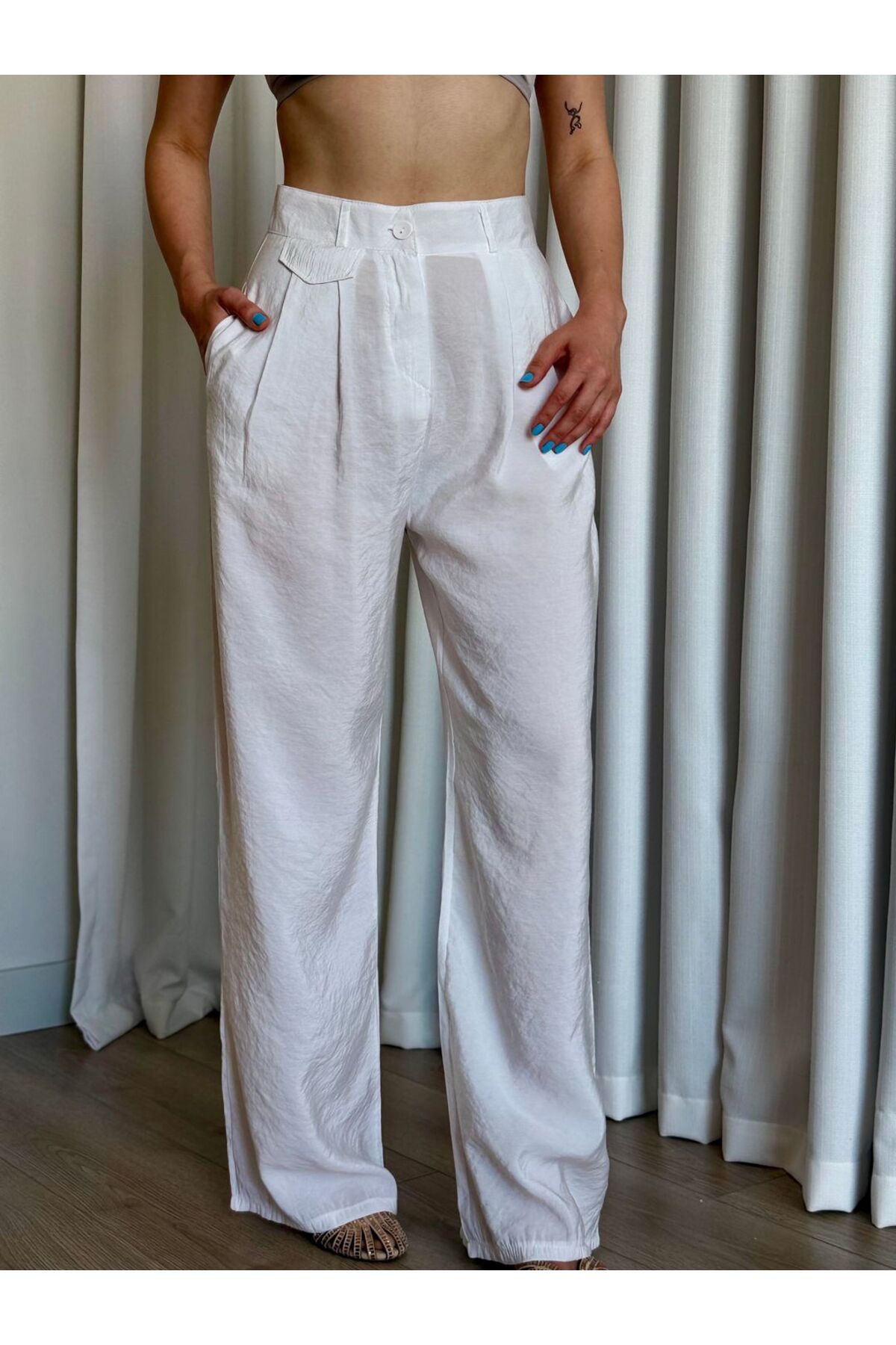 ROUPAS Yüksek Bel Beyaz Pantolon