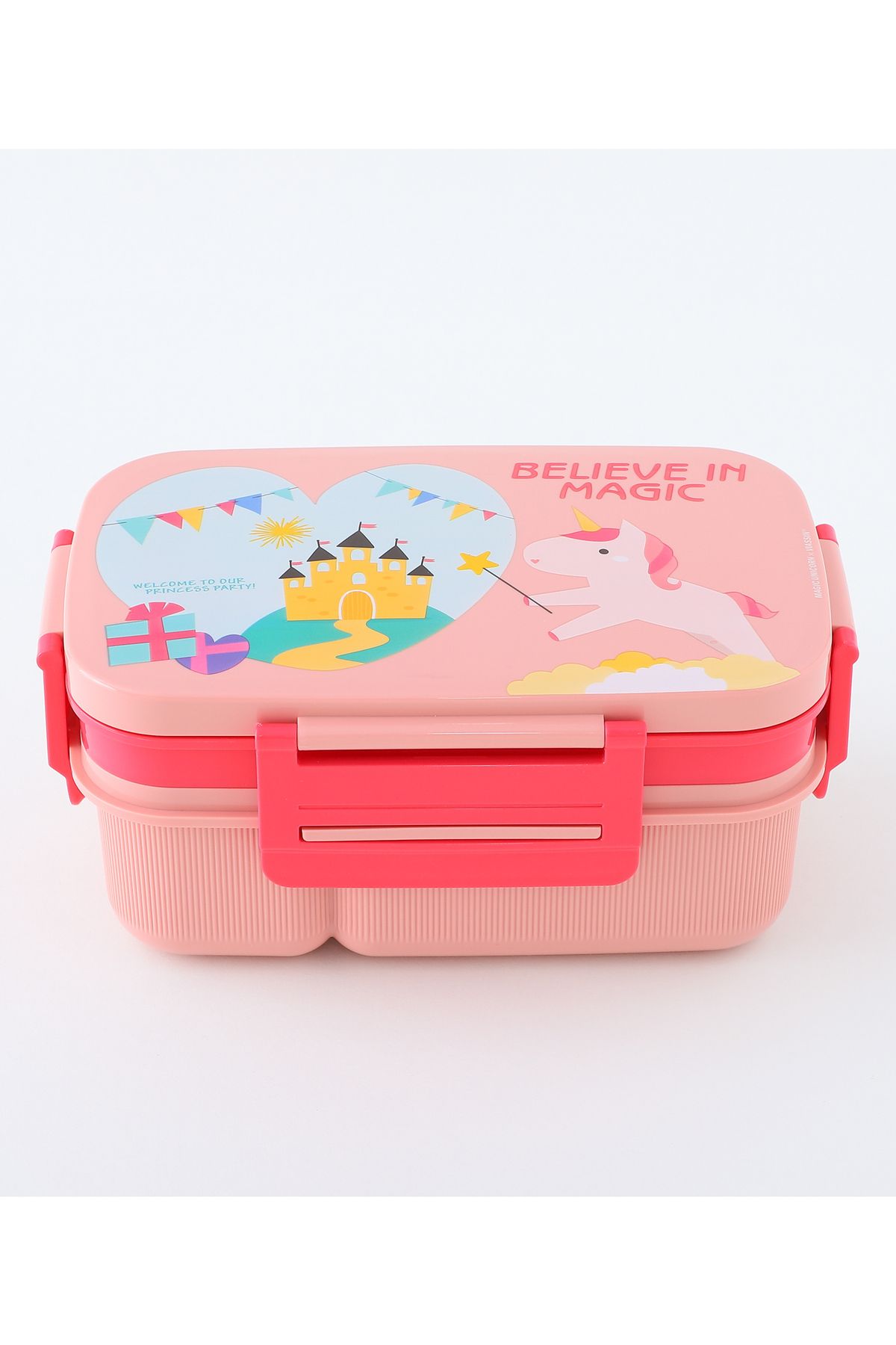 Fab N Funky-Unicorn Themed Lunch Box, Durable, Compact, Easy to Use, 3 Years+, 21.8 x 14 x 10.5 cm - Pink 3
