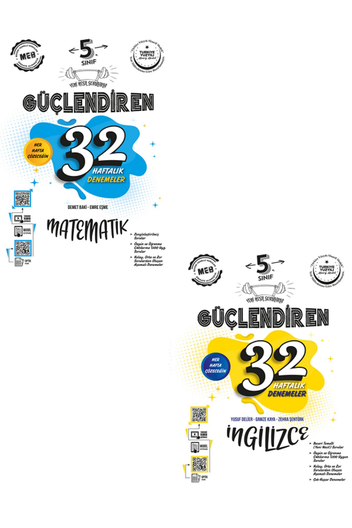 Evrensel İletişim Yayınları 5.Sınıf Ankara Güçlendiren Matematik + İngilizce 32 Haftalık Denemeler / 2 KİTAP / YENİ
