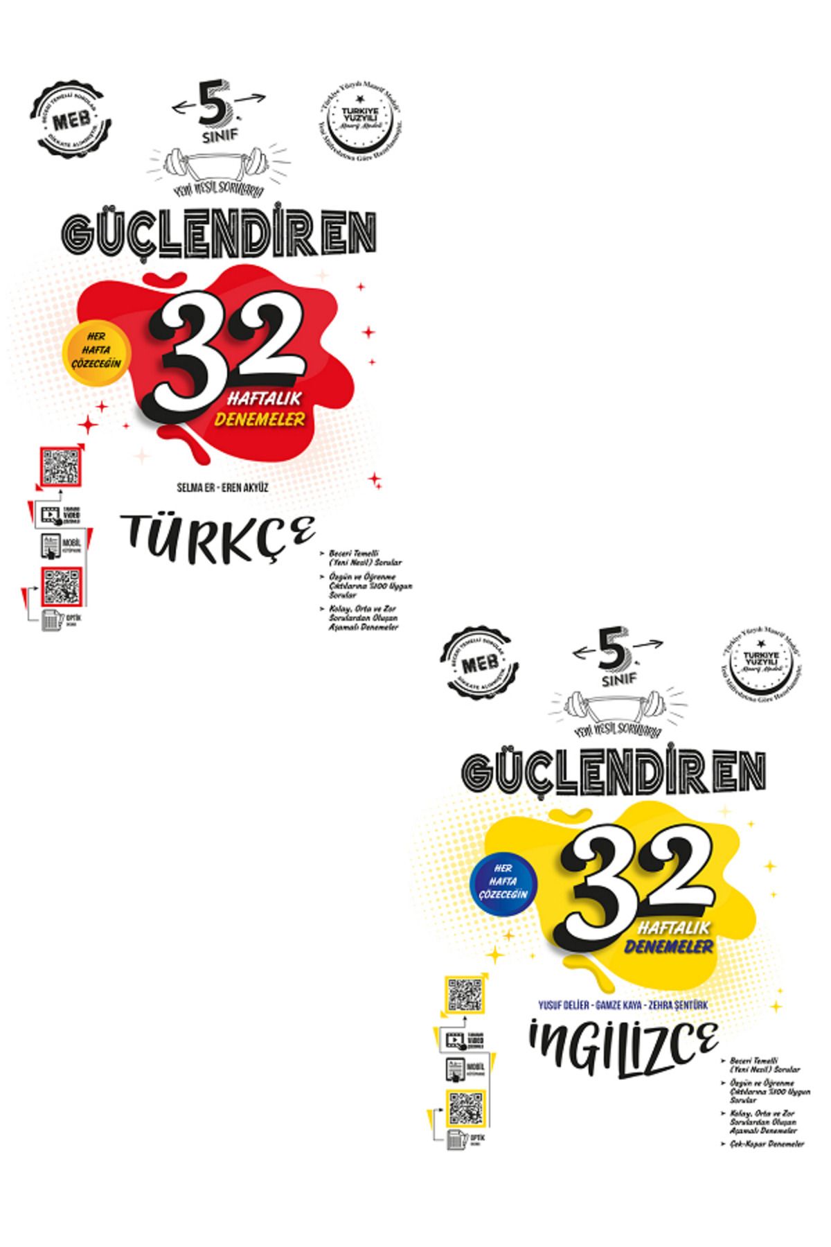 Evrensel İletişim Yayınları 5.Sınıf Ankara Güçlendiren Türkçe + İngilizce 32 Haftalık Denemeler / 2 KİTAP / YENİ