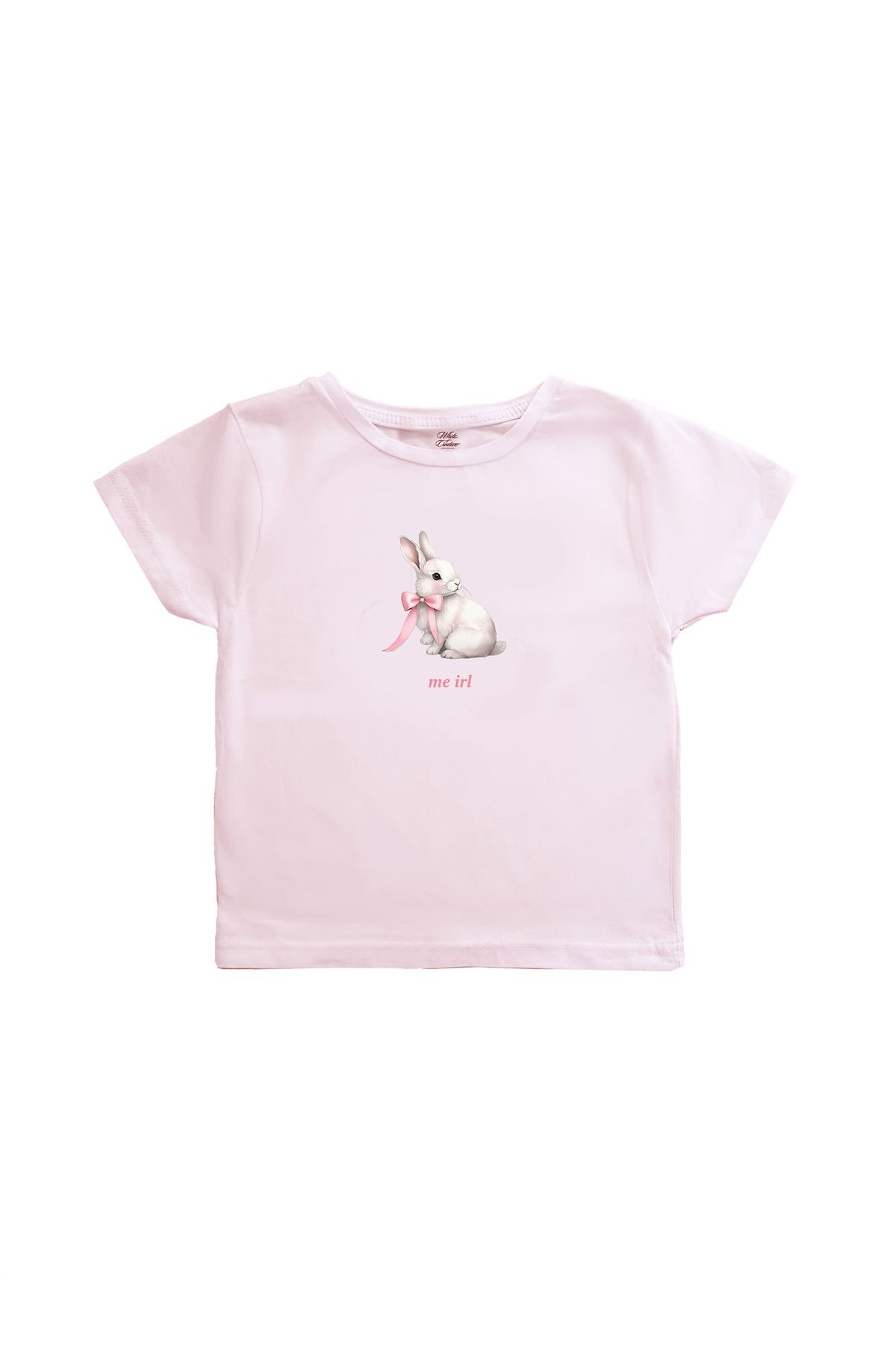 WHITE OF CREATIVE Bunnies Baby Tee Crop Top
