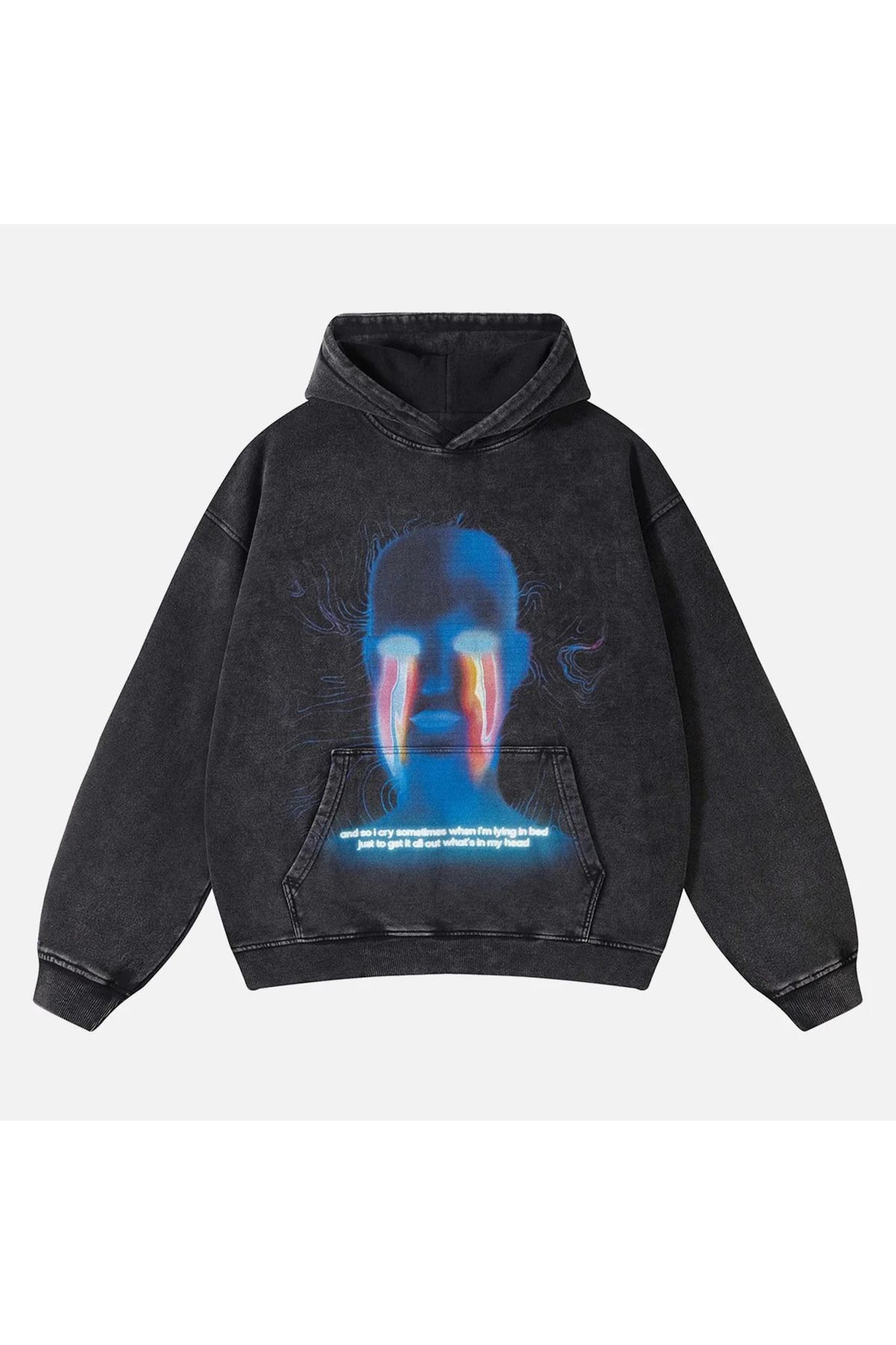 Ekospot Supermade Neon Göz Baskılı Hoodie Sweatshirt