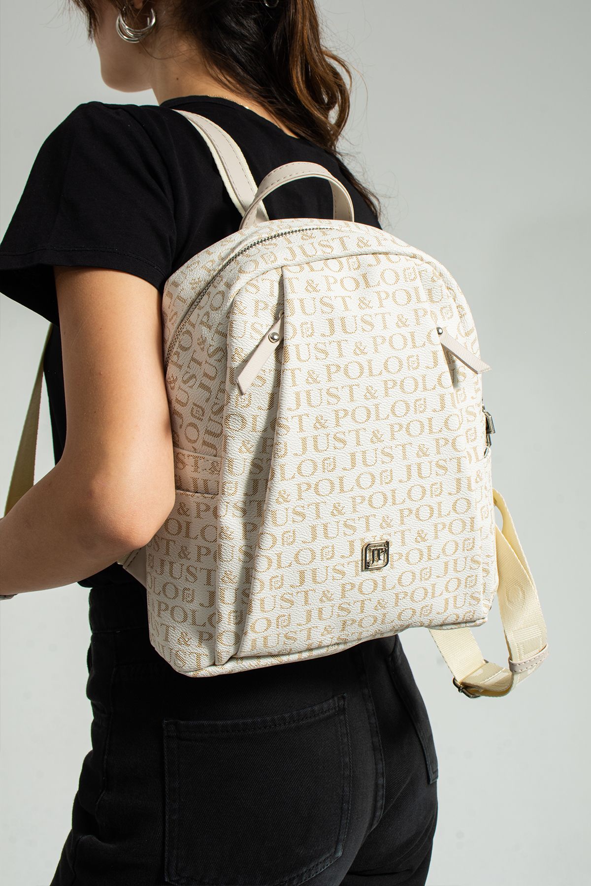 Just Polo Rose 2042 Emprime Suni Deri Marka Baskılı Kadın Sırt Çantası ( Ebat : En 28 Yükseklik 29 Cm)