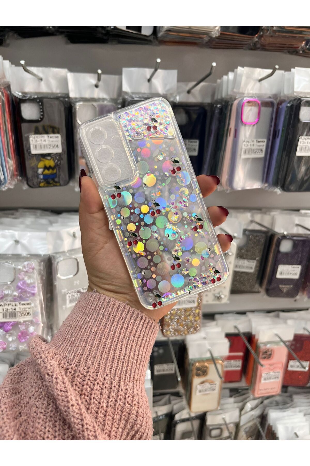 TECNOTREND Galaxy A54 sıvı parıltılı Hologramlı şeffaf silikon kılıf