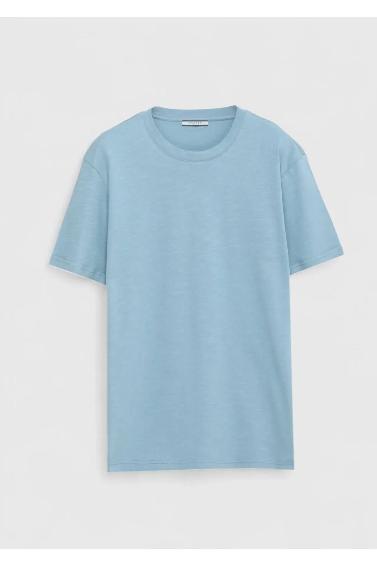 Ramsey Mavi Bisiklet Yaka %100 Pamuk T-Shirt