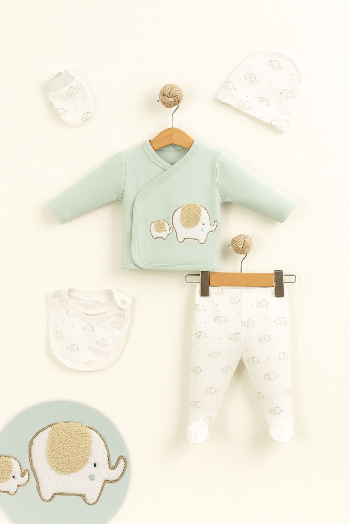 ETİC MODA Little Life %100 Pamuklu Bebek Yenidoğan 5'li Unisex Bebek Hastane Çıkış Seti (5 PARÇA)