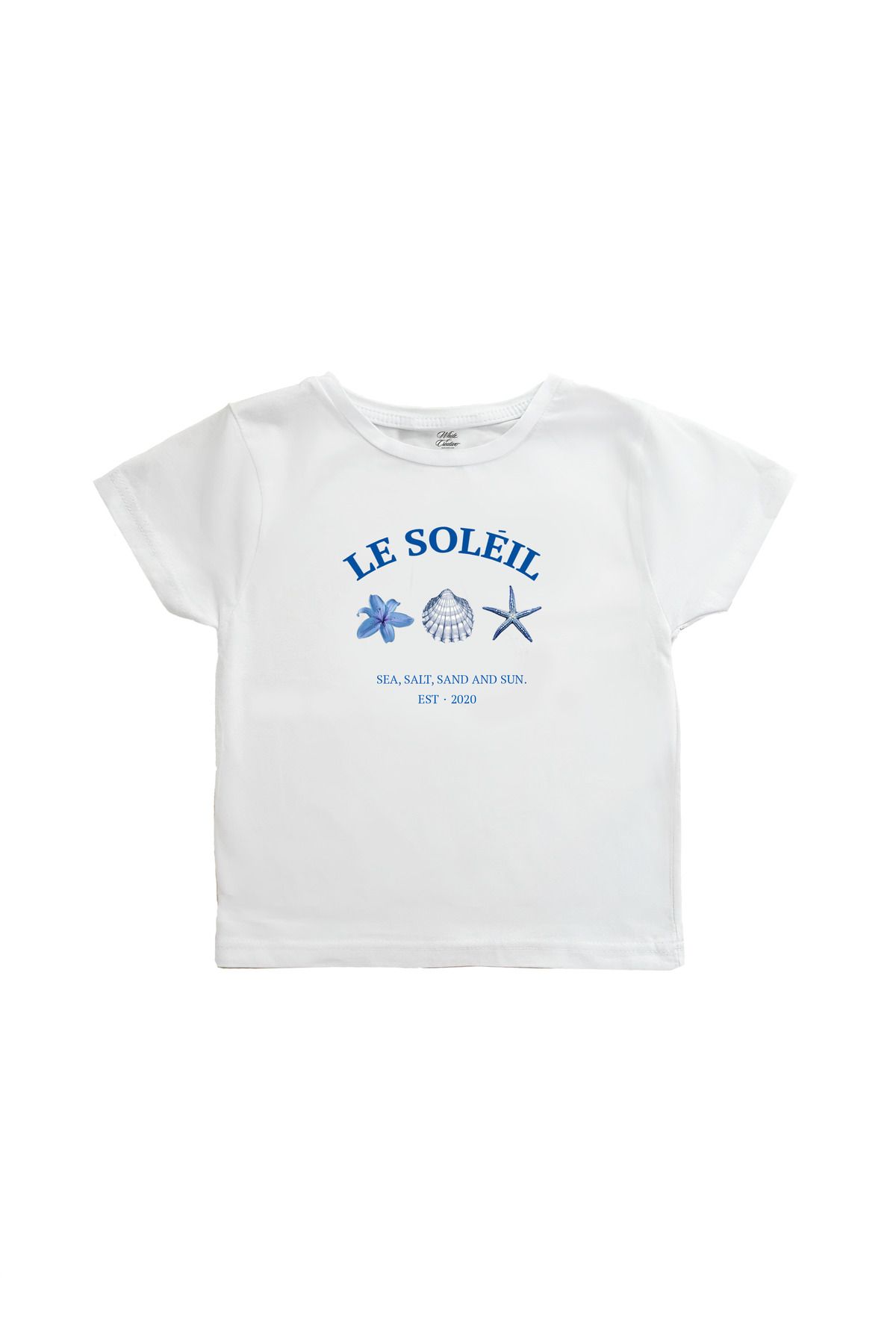 WHITE OF CREATIVE Le Soleil Baby Tee Crop Top
