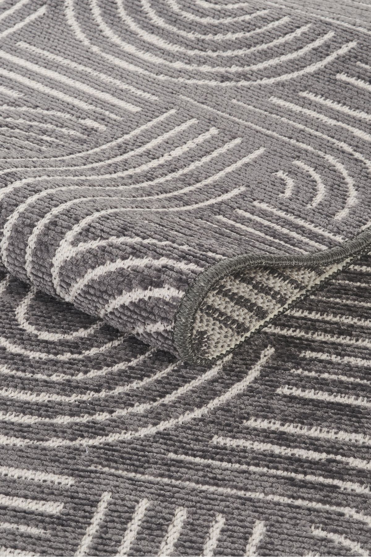 ModaLisaHome Yıkanabilir Kaymaz Taban Antialerjik Antrasit Salon Yolluk Koridor Çocuk Halısı 339 Nora Kilim