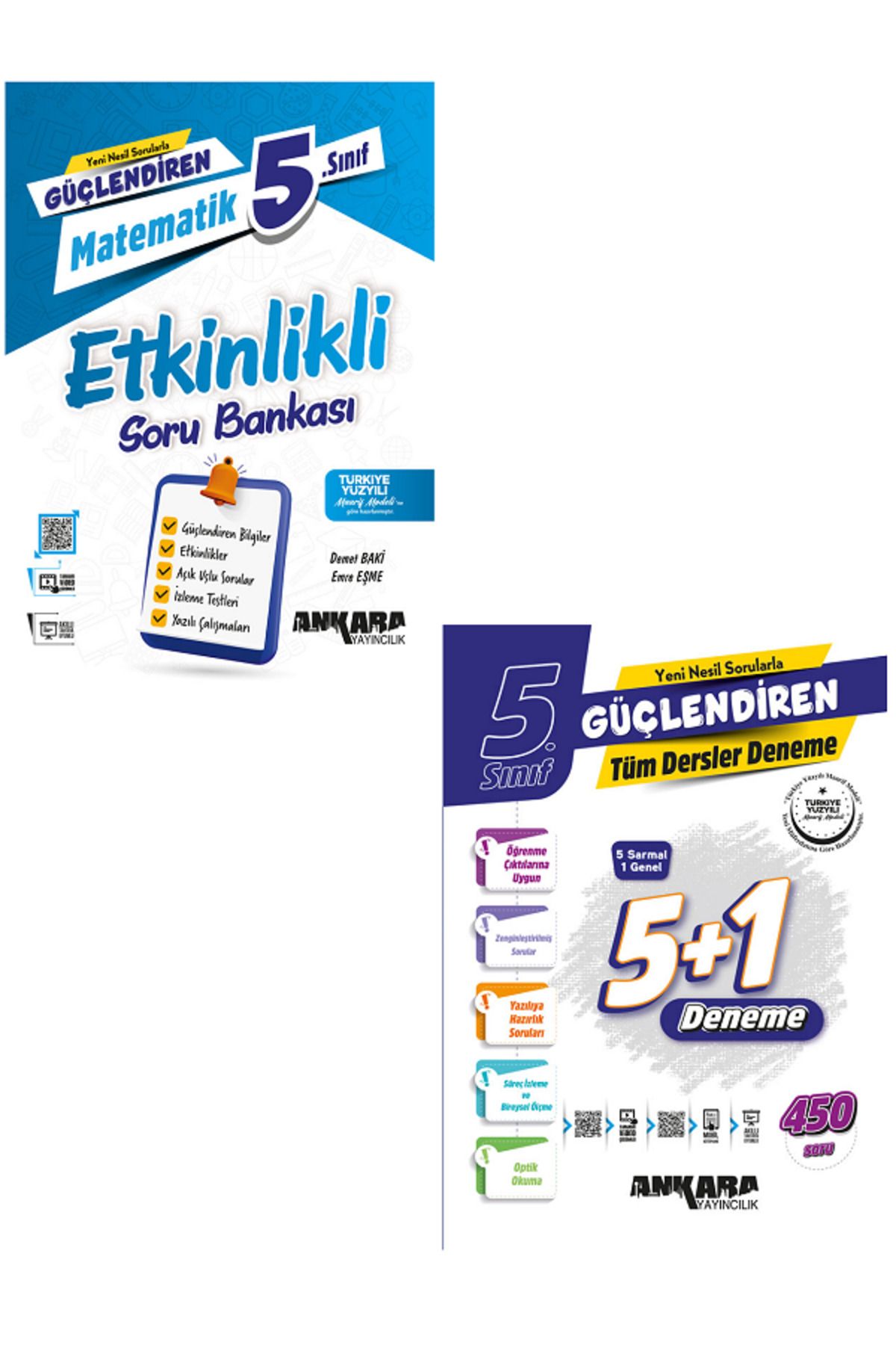 Evrensel İletişim Yayınları 5.Sınıf Ankara Güçlendiren Matematik Etkinlikli Soru Bankaları + 5+1 Tüm Dersler Deneme / 2 KİTAP