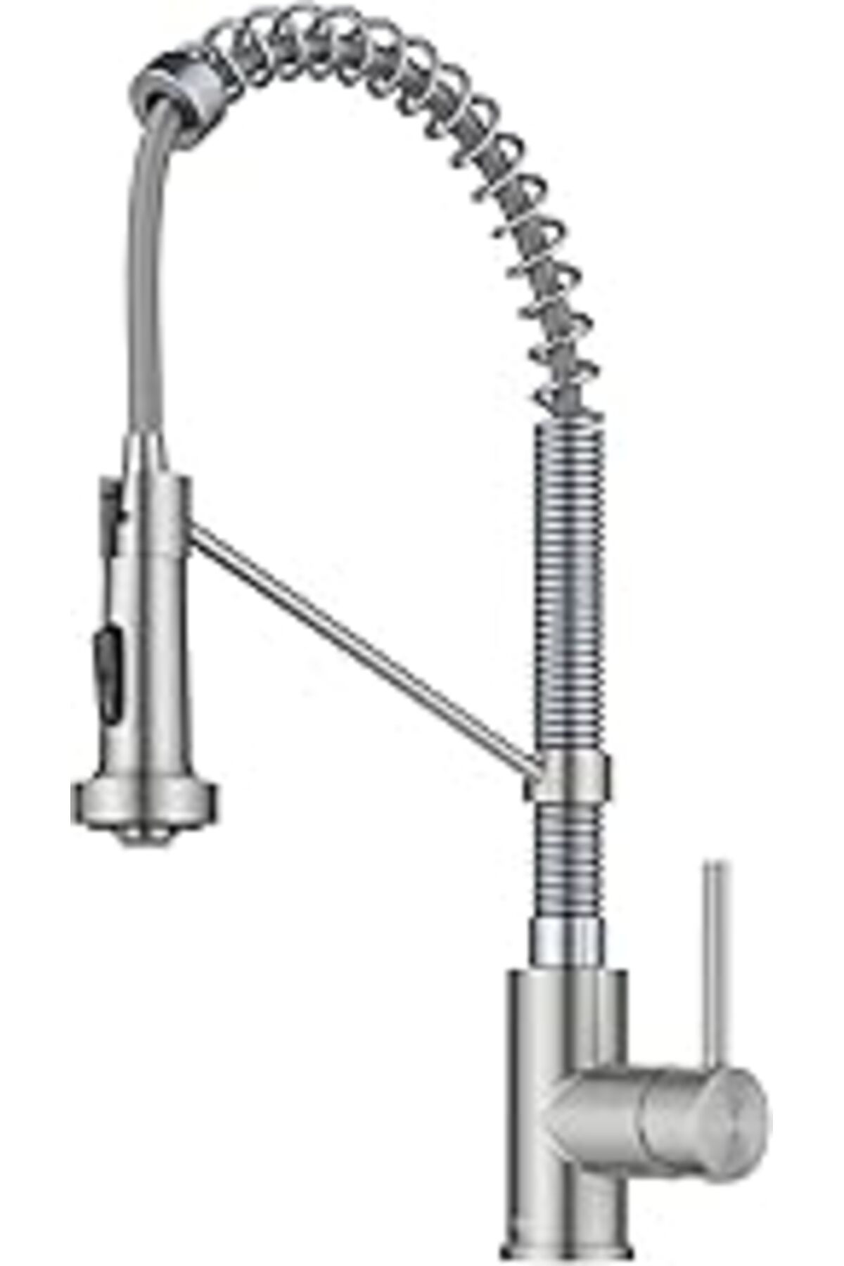 Pazarcan Kraus Kpf-1610Ssch Bolden 45,7 Cm Ticari Mutfak Armatürü, Çift Fonksiyonlu, Uzatılabilir Püskürtme