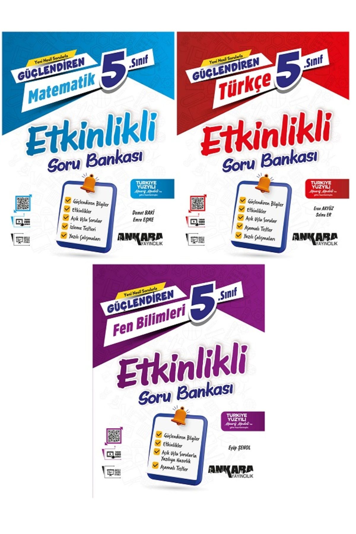 Evrensel İletişim Yayınları 5.Sınıf Ankara Güçlendiren Matematik + Türkçe + Fen Bilimleri Etkinlikli Soru Bankaları / 3 KİTAP