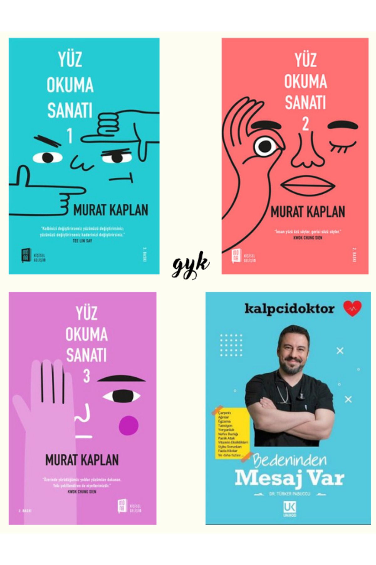 Mona Kitap Yüz Okuma Sanatı 1-2-3 ve Bedeninden Mesaj Var! 4 Kitap SET