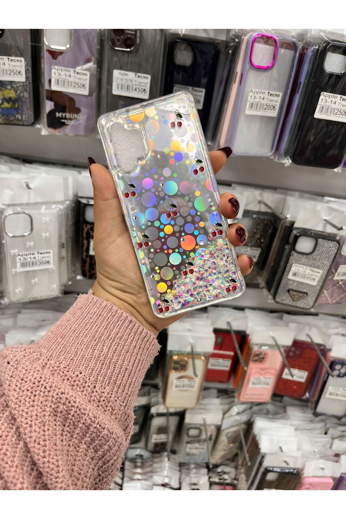 TECNOTREND Galaxy A32 4G sıvı parıltılı Hologramlı şeffaf silikon kılıf
